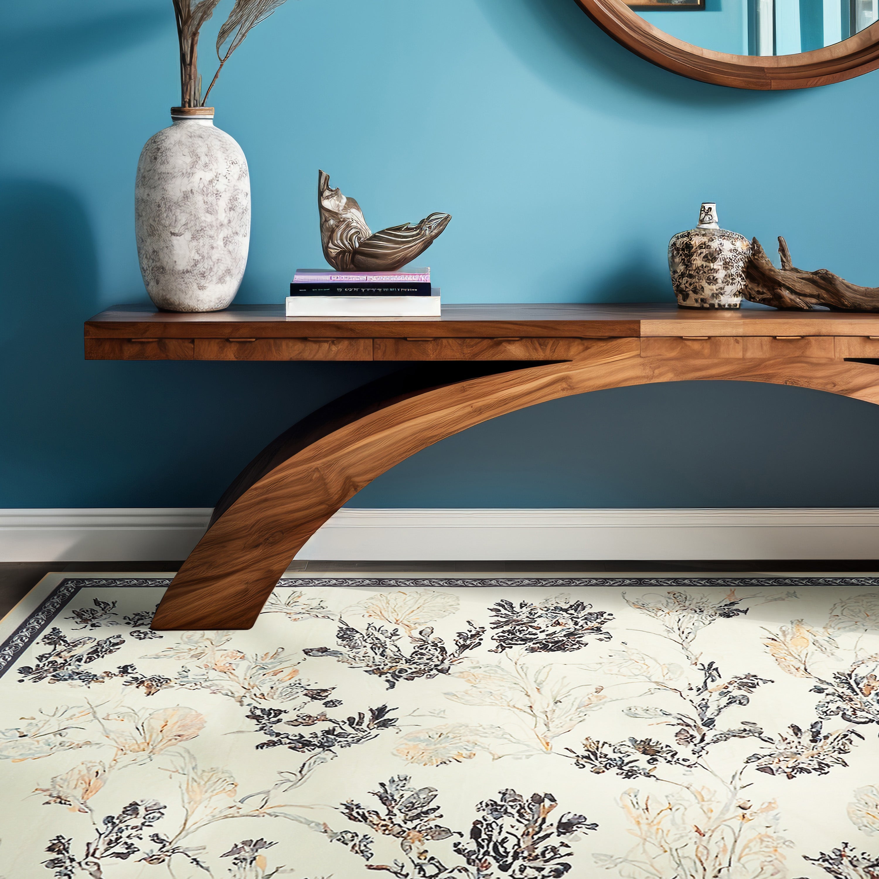 Easy Clean Farmhouse Style Plush Area Rug - Non-Slip Hallway Runner for Living Room, Bedroom & Entryway