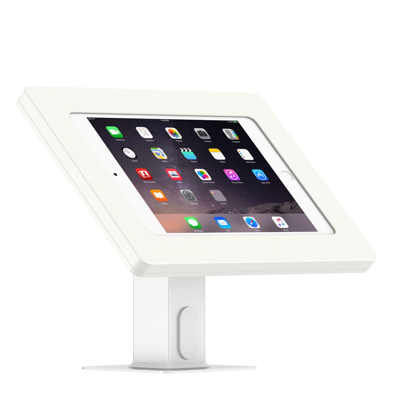 VidaMount White iPad Mini 4 & 5 Rotating Tilting Desk Mount Stand with Enclosure Bundle - Perfect for Home Office, Classroom, and Retail Display