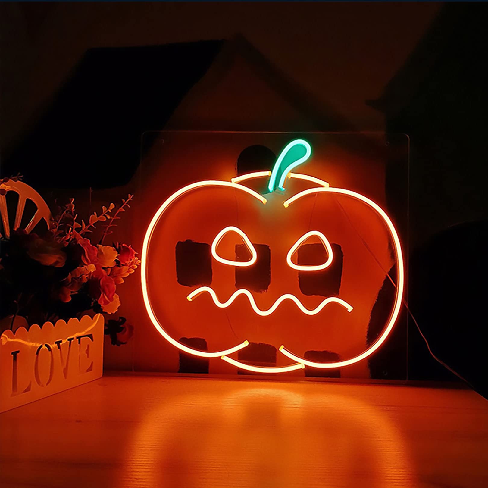 MYAOU Custom Halloween Pumpkin Neon Sign - LED Wall Decor for Home, Store & Indoor - Pumpkin-Shaped Night Light for Parties, Bedroom & Seasonal Decor