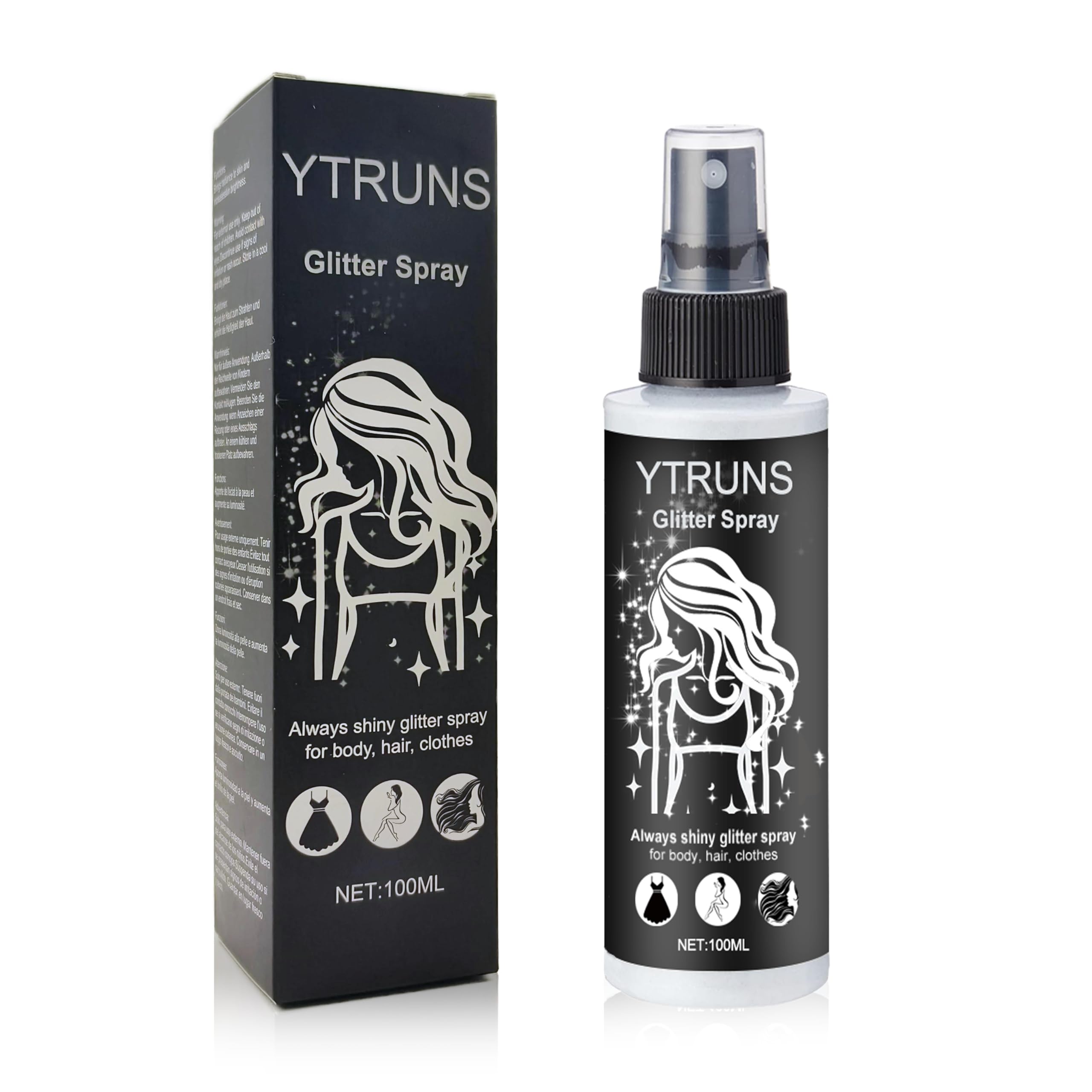 Long-Lasting Silver Glitter Spray for Hair, Body & Clothes | Multi-Use Shimmer Hairspray & Body Sparkle | Perfect for Festival Rave, Stage Performance, Prom & Cosplay | Party Accessories & Costume Shine