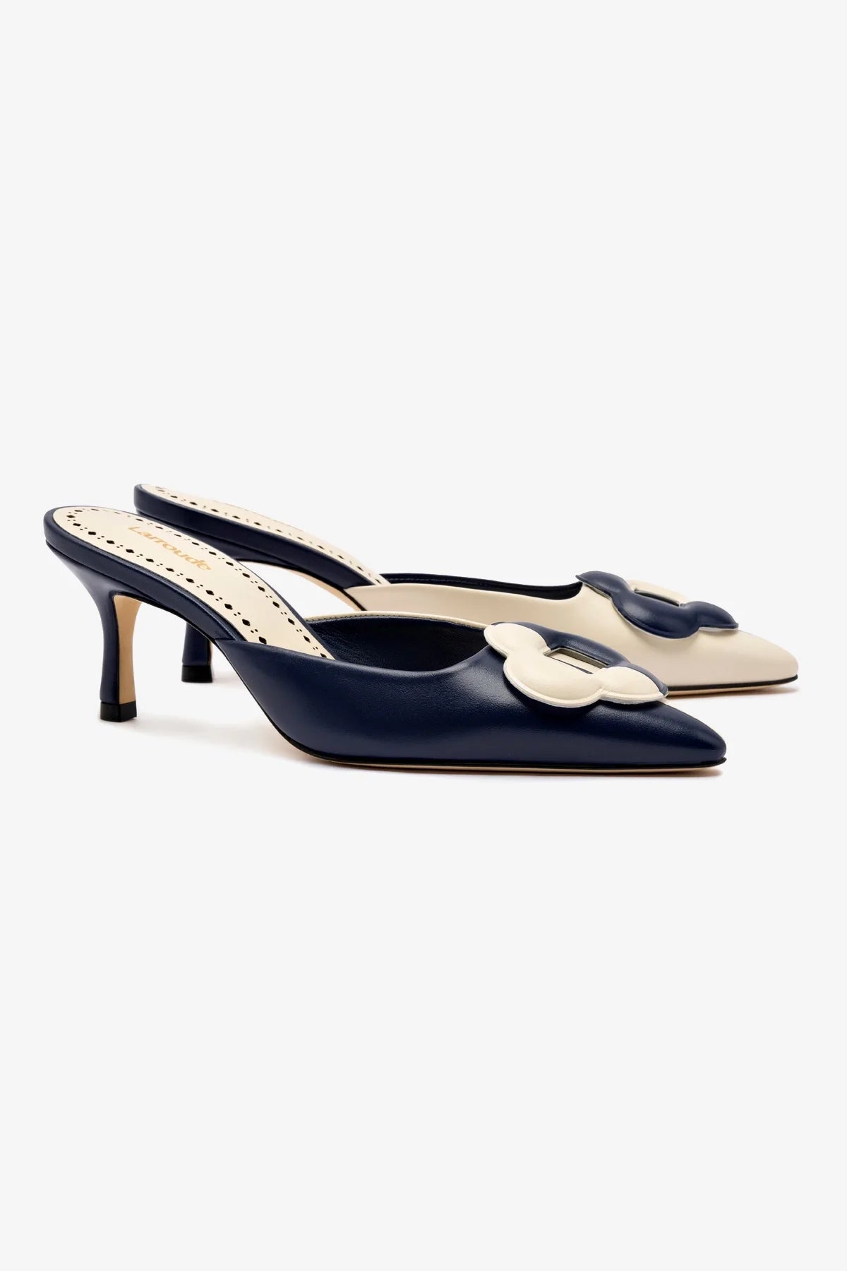 Premium Flora Pump in Navy & Ivory Leather - Elegant Women's Dress Shoes for Weddings, Parties & Office Wear