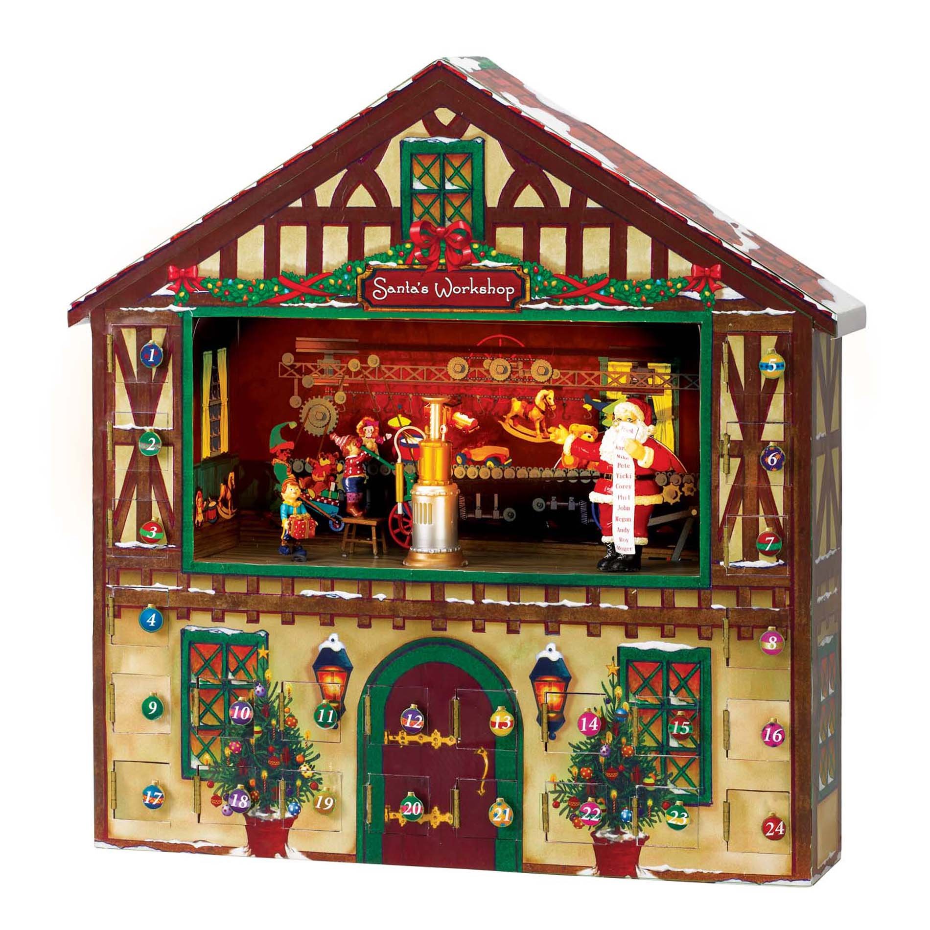 Mr. Christmas Animated Musical Advent House - Holiday Countdown Calendar with Moving Figures & Festive Music | Perfect for Christmas Decorations, Gift Giving & Family Traditions