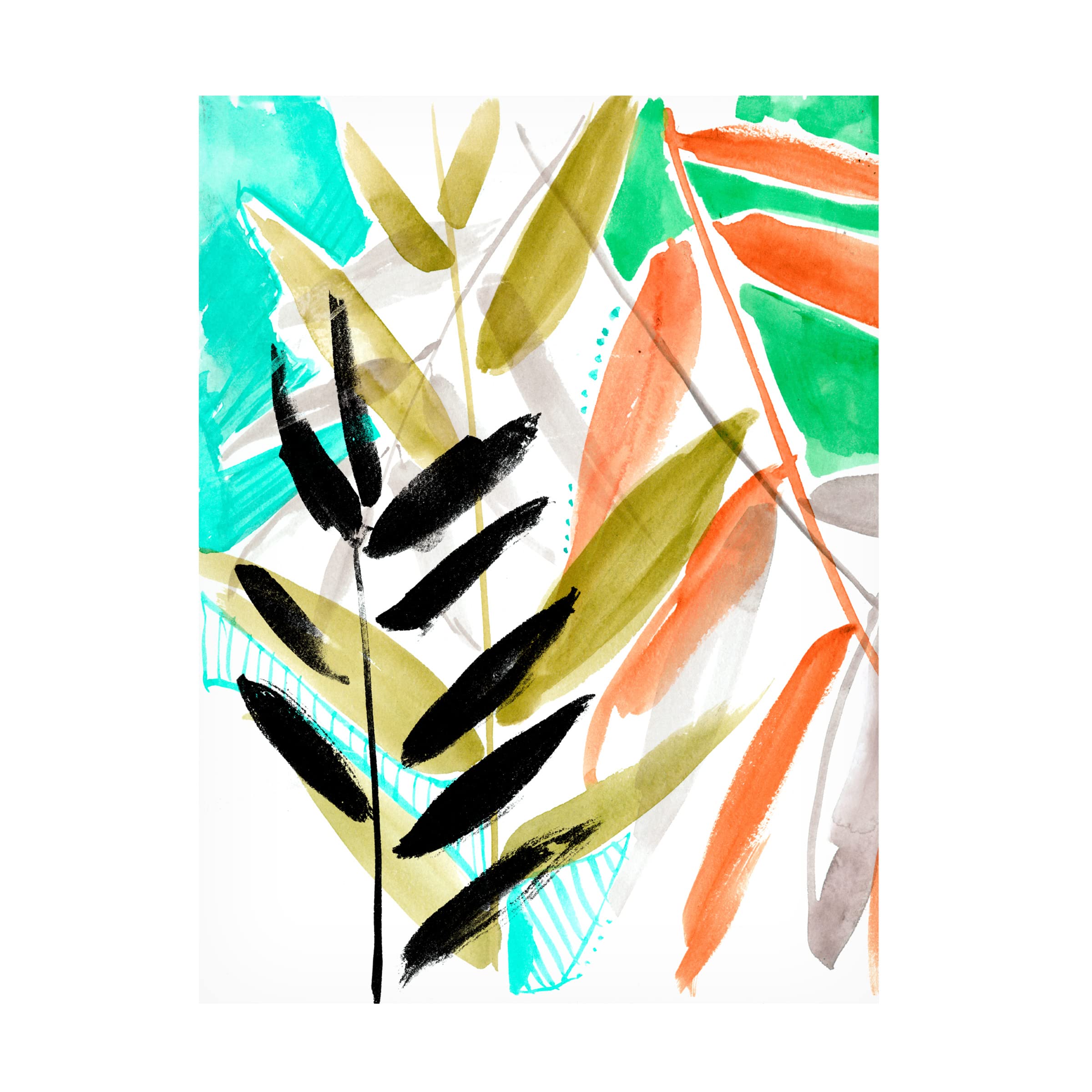 Vivid Fronds II Canvas Wall Art by Jennifer Goldberger - Modern Botanical Print for Living Room, Bedroom & Office Decor - Handmade Floral Painting for Home & Gift