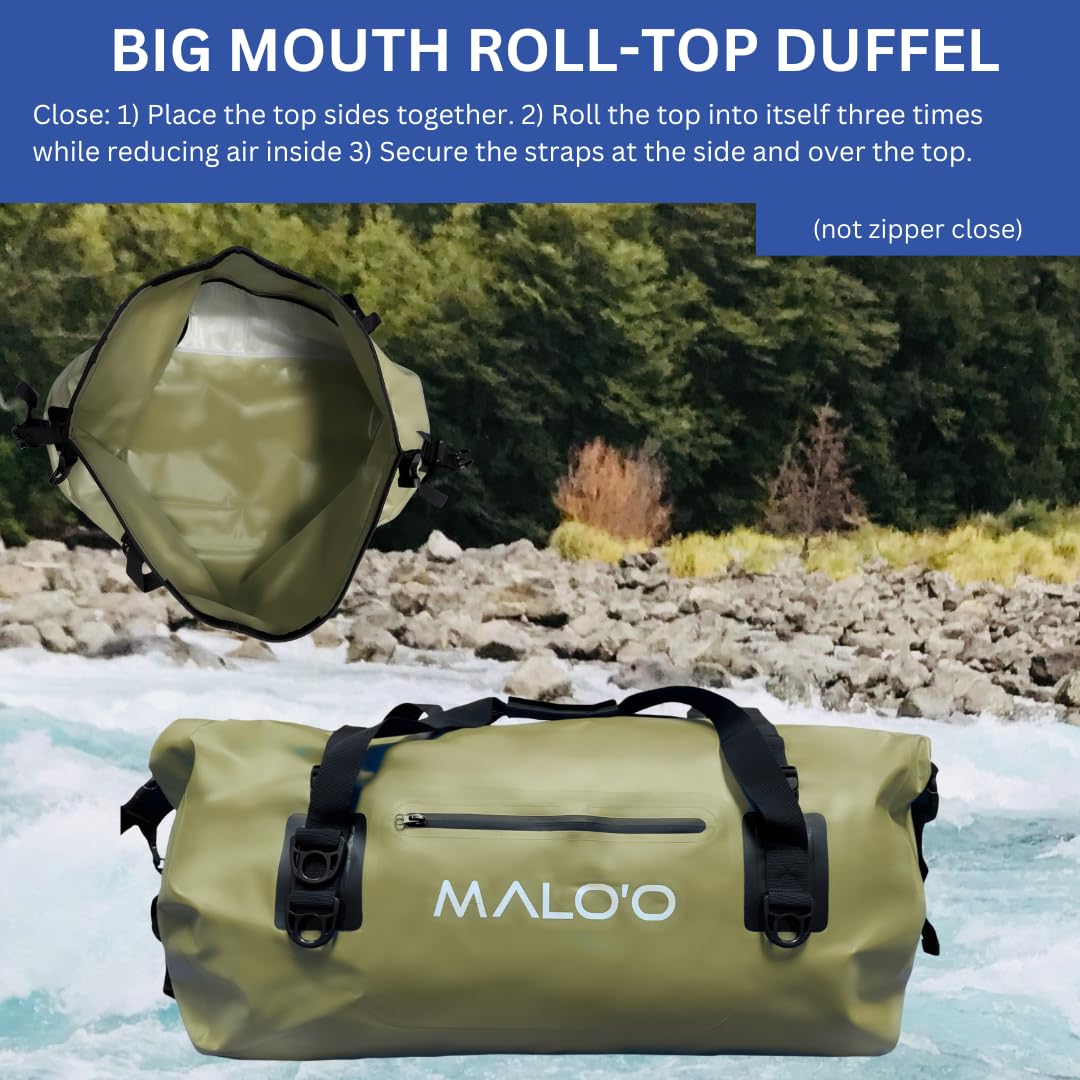 Waterproof Dry Bag Duffel 40L/60L/100L - Roll Top Design for Kayaking, Rafting, Boating, Swimming | Heavy Duty Waterproof Gear Bag with Internal/External Pockets & MOLLE Loops | Perfect for Camping, Hiking, Beach Trips & Fishing Adventures