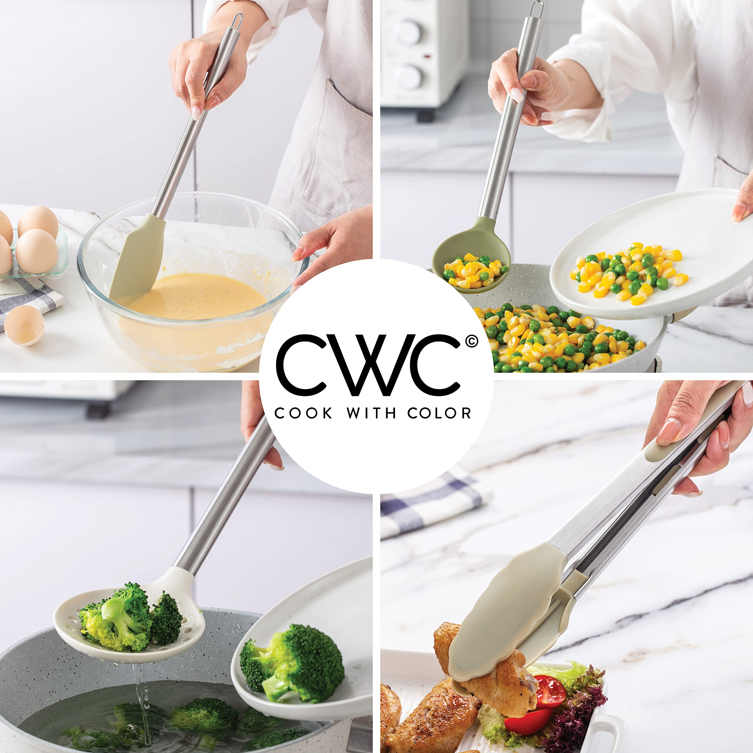 Premium 10-Piece Nonstick Silicone Cooking Utensil Set - Heat-Resistant Kitchen Tools for Sauteing, Baking & Stirring - Safe for All Cookware - Easy Clean Green Kitchen Gadgets - Perfect for Home Chefs & Cooking Enthusiasts