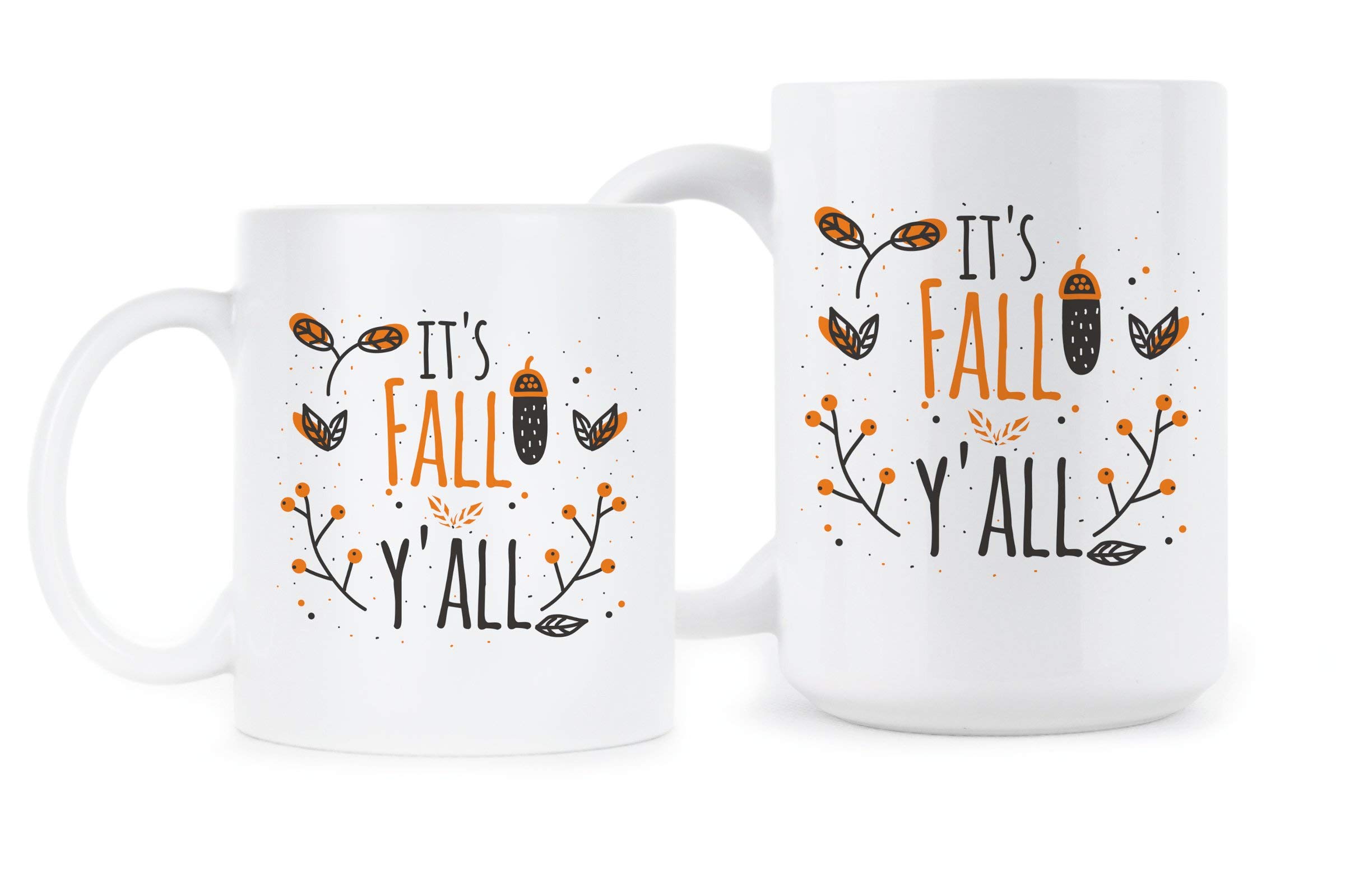 Fall Coffee Mug - Cute 'It's Fall Y'all' Ceramic Cup for Pumpkin Spice Latte | Perfect for Autumn Mornings, Thanksgiving & Cozy Home Decor