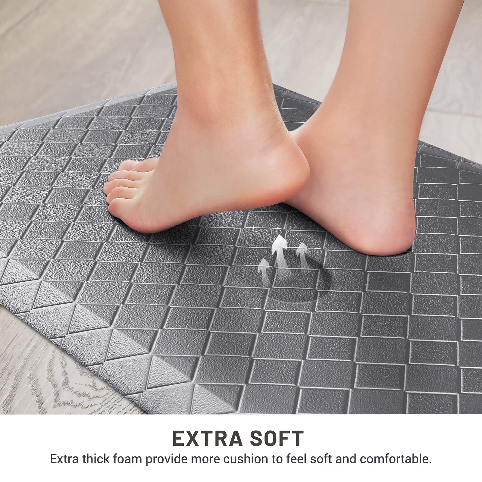 HappyTrends Kitchen Mat - Cushioned Anti-Fatigue Rug, 17.3