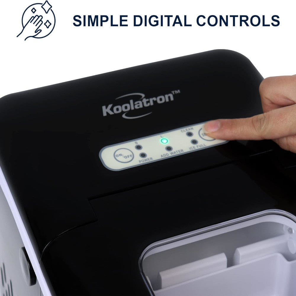 KOOLATRON KIM23B Portable Countertop Ice Maker Machine - 26Lbs/Day, Self-Cleaning, Digital Display with LED Indicators - Perfect for Home, Office, Parties & Outdoor Use - Black