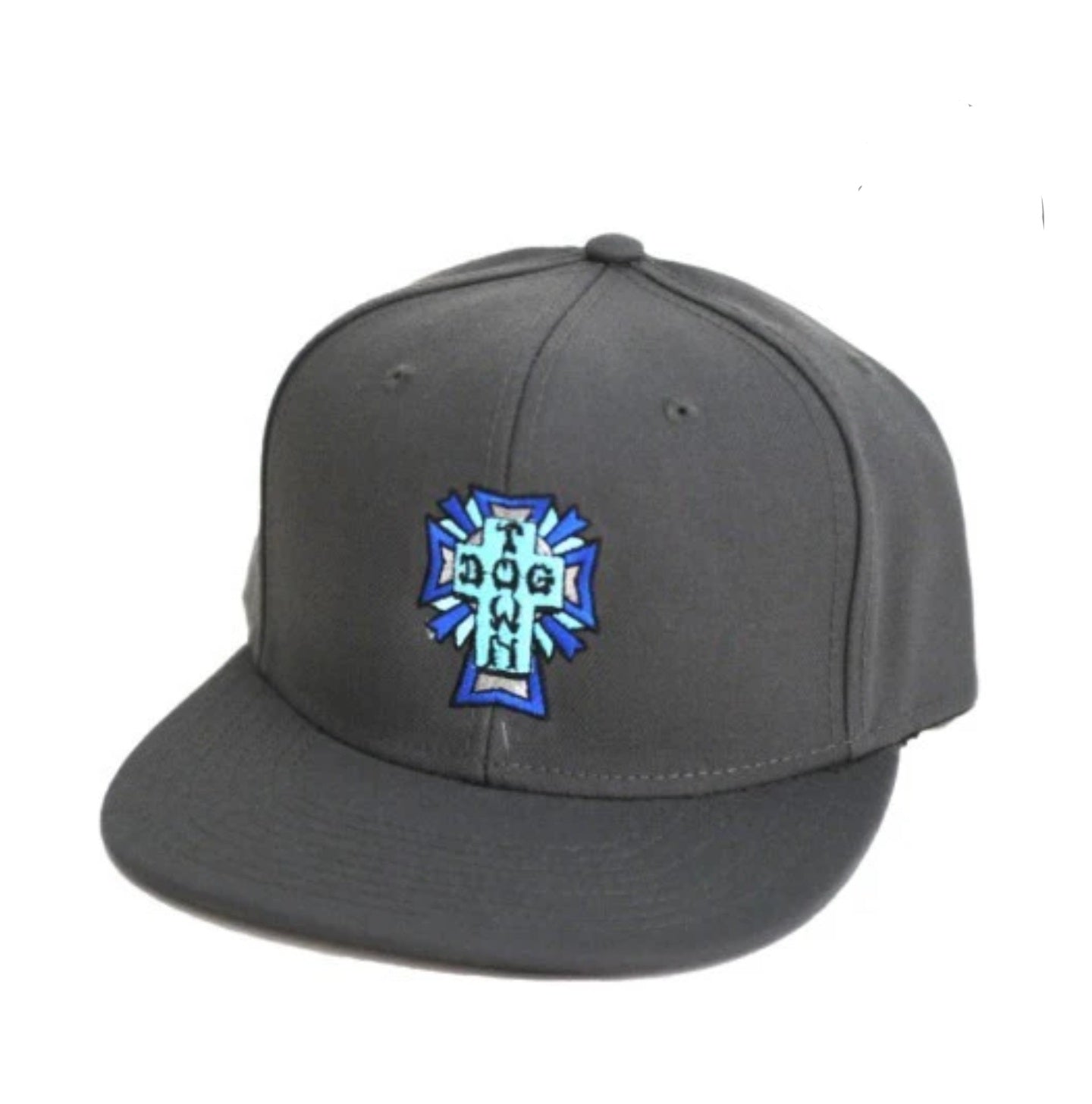 Dogtown Full Canvas Embroidered Snapback Hat with Cross Logo - Grey | Stylish Unisex Baseball Cap for Men & Women | Perfect for Streetwear, Casual Outfits and Outdoor Activities