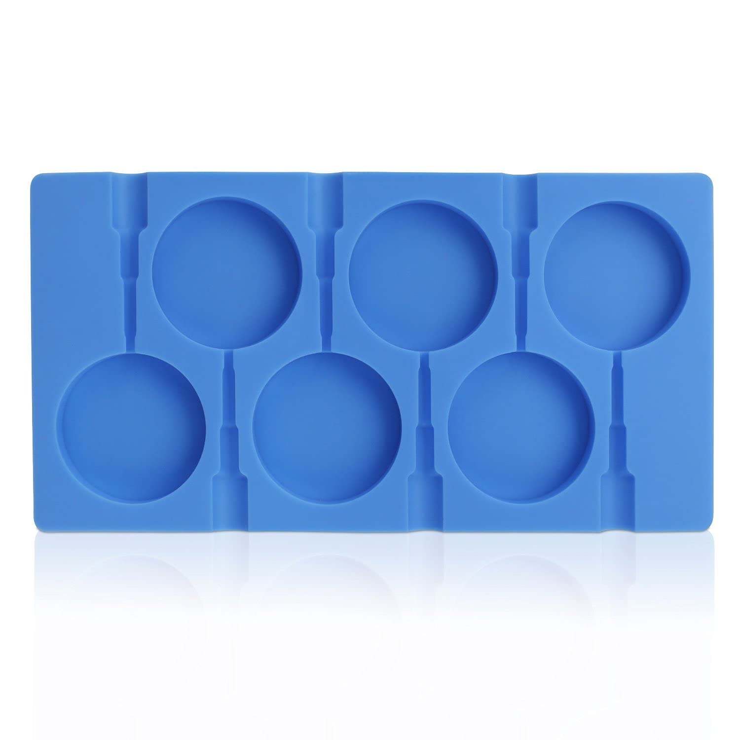 Beasea 6-Cavity Large Silicone Lollipop Mold Kit - Reusable Candy Molds for Chocolate, Hard Candy & Ice Pops - Includes 50 Lollipop Sticks & Durable Kitchen Tray (Blue) - Perfect for Birthday Parties, DIY Treats & Holiday Gift Making