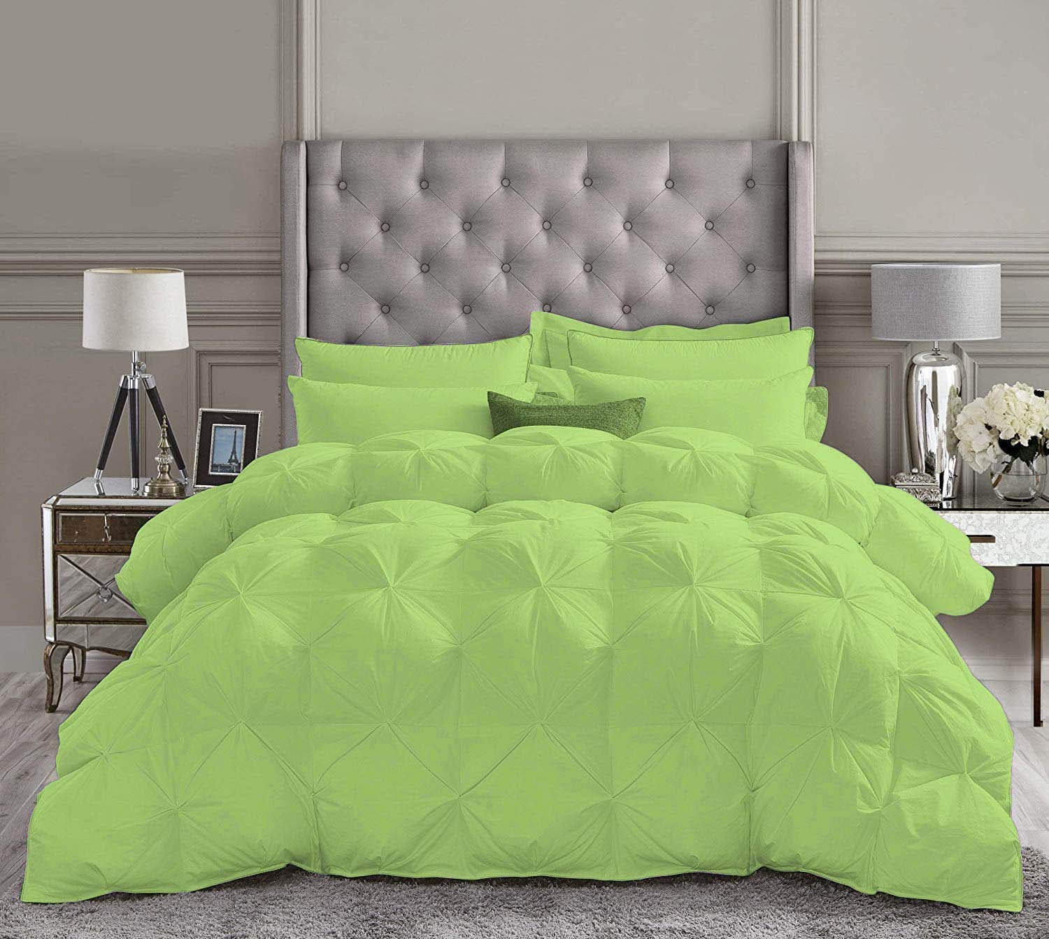 Premium 3-Piece Pinch Pleated Comforter Set - 1000 Thread Count 100% Egyptian Cotton Ultra Soft Bedding (Twin/Twin XL, Sage Green) for Cozy Bedroom Decor & Guest Room Luxury