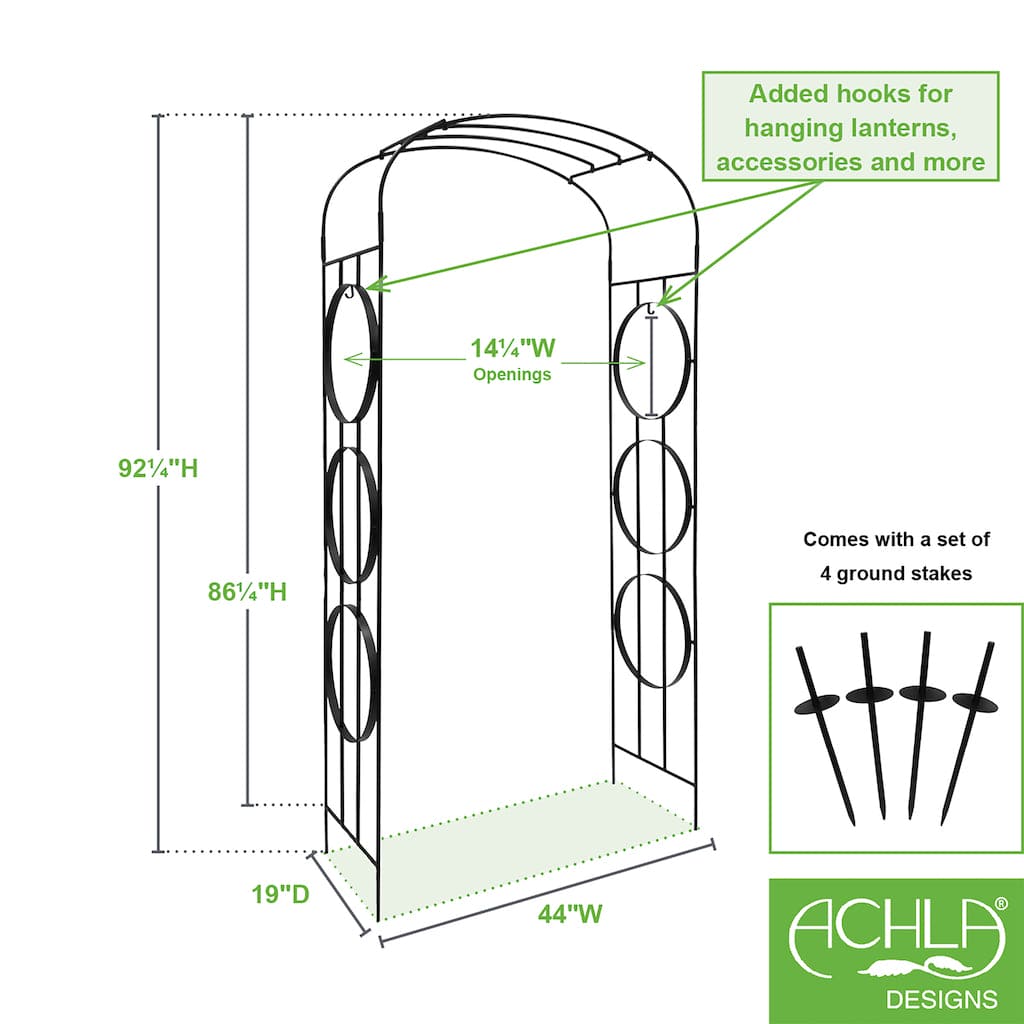 Samsara Arbor by Achla Designs - Handcrafted Wooden Garden Arbor for Outdoor Weddings, Backyard Decor & Zen Landscaping
