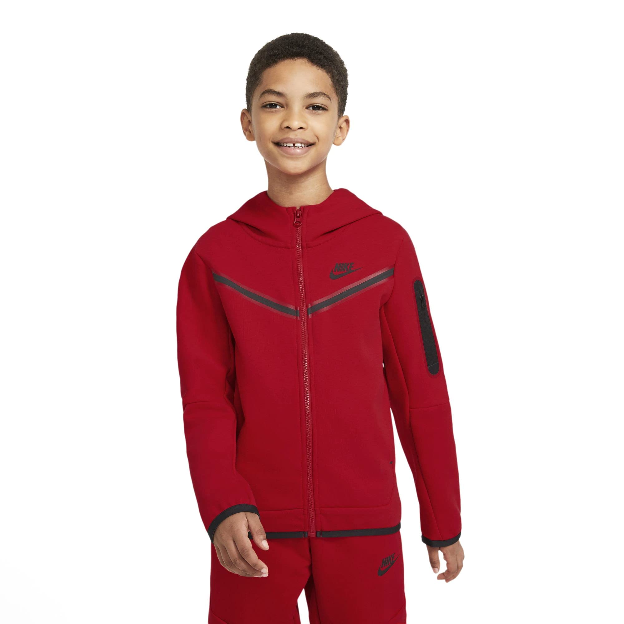 Nike Big Kids' Boys Sportswear Tech Fleece Full-Zip Hoodie - Warm & Comfortable Athletic Jacket for School, Sports & Outdoor Activities