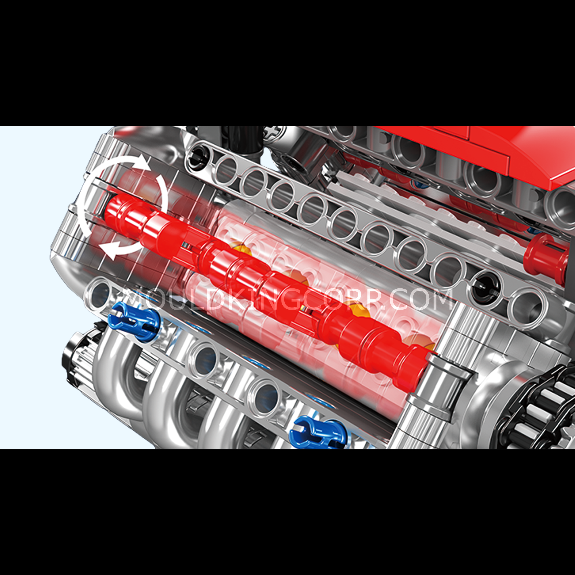 Mould King 10171 Chevy LSX454 Motorized V8 Engine Model Building Kit - 487 Piece STEM Toy for Adults & Teens | Perfect for Car Enthusiasts, DIY Projects & Educational Gifts
