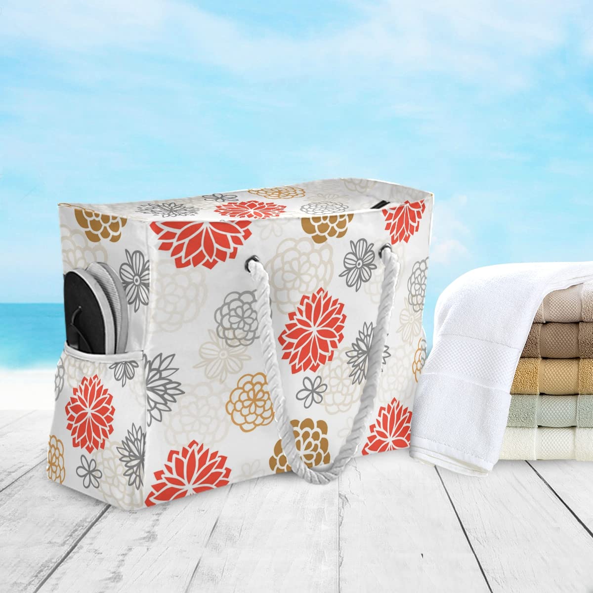 Senya Large Canvas Beach Tote Bag - Water Resistant Shoulder Bag for Women, Gym, Travel & Daily Use | Perfect for Pool Days, Shopping & Work Commute