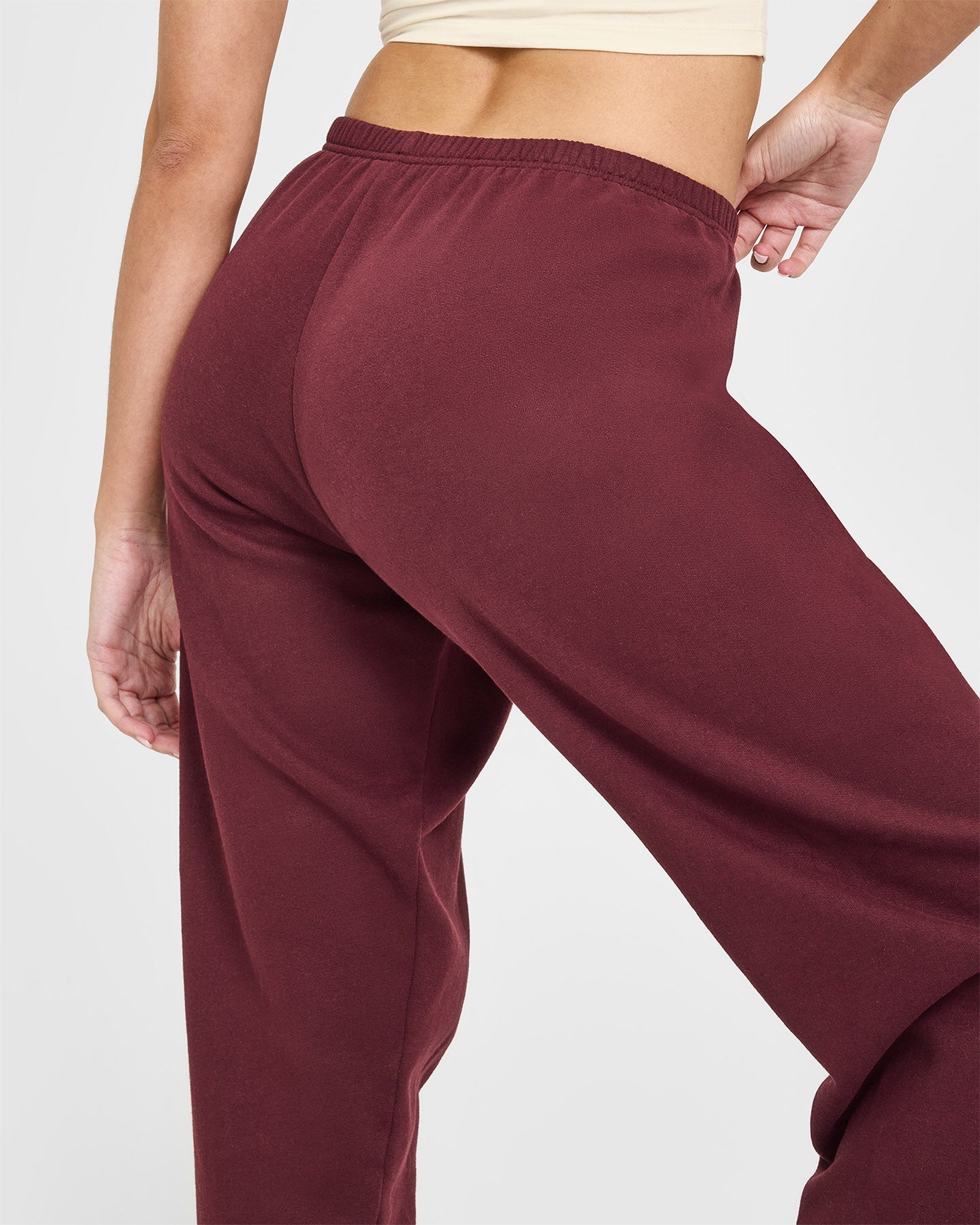 Mid Weight Joggers for Women - Soft Comfortable Rosewood Color Lounge Pants for Running, Yoga & Casual Wear