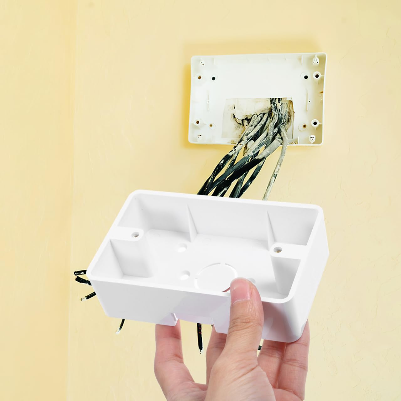 Baluue 5-Pack Single Gang Surface Mount Electrical Box - ABS Outlet Junction Box Extender for Home & Office Wiring - Perfect for DIY Electrical Projects & Wall Outlet Installations