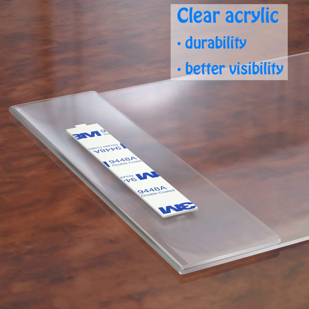 HIIMIEI 8.5x11 Acrylic Wall Sign Holder with 3M Tape (6 Pack + 30 Pack) - Clear Plastic Document Frames for Office, Retail, Restaurants & Home Decor