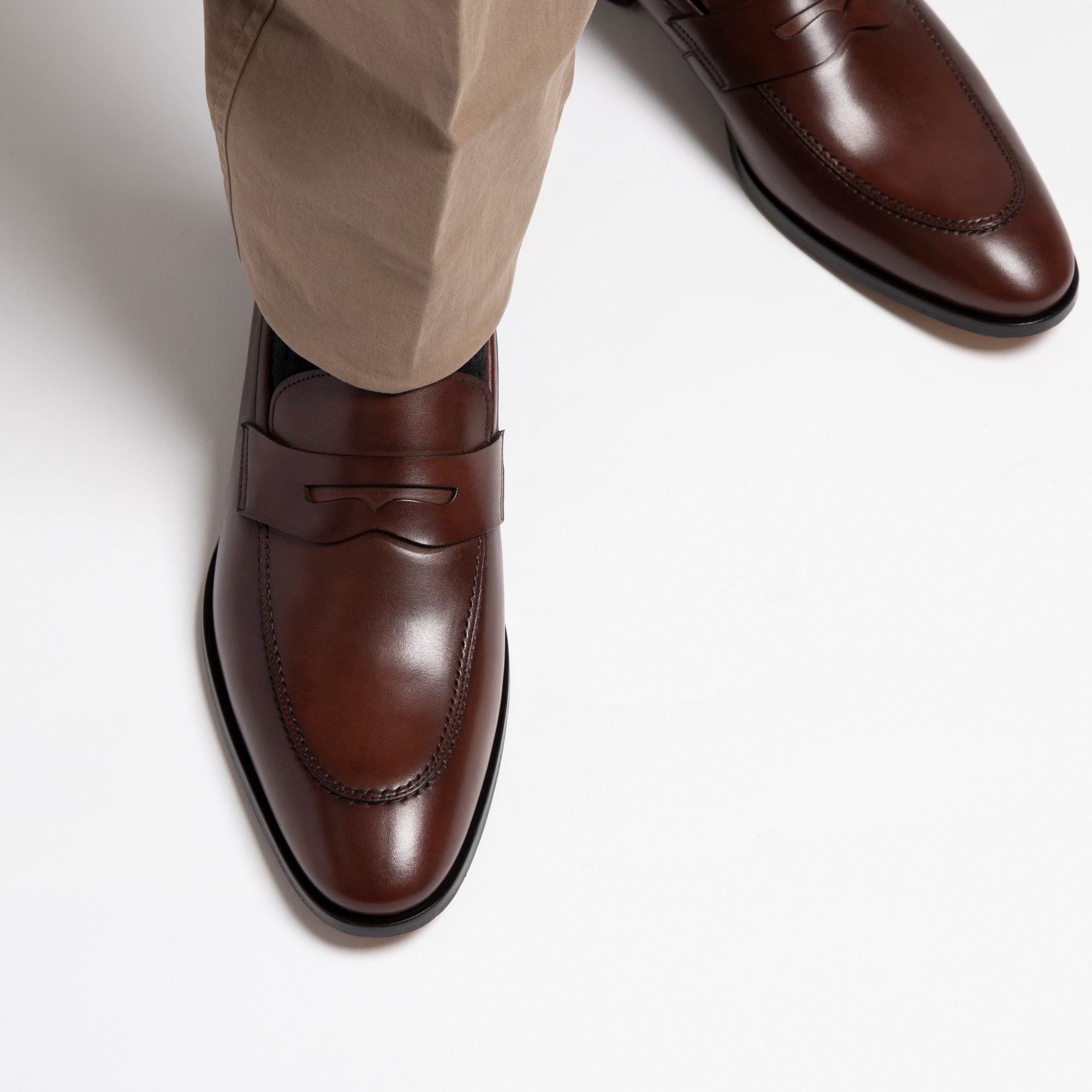 HENRY SARTORIAL Men's Campbell Loafers in Cherry Red - Comfortable Slip-On Dress Shoes for Business, Office & Formal Occasions