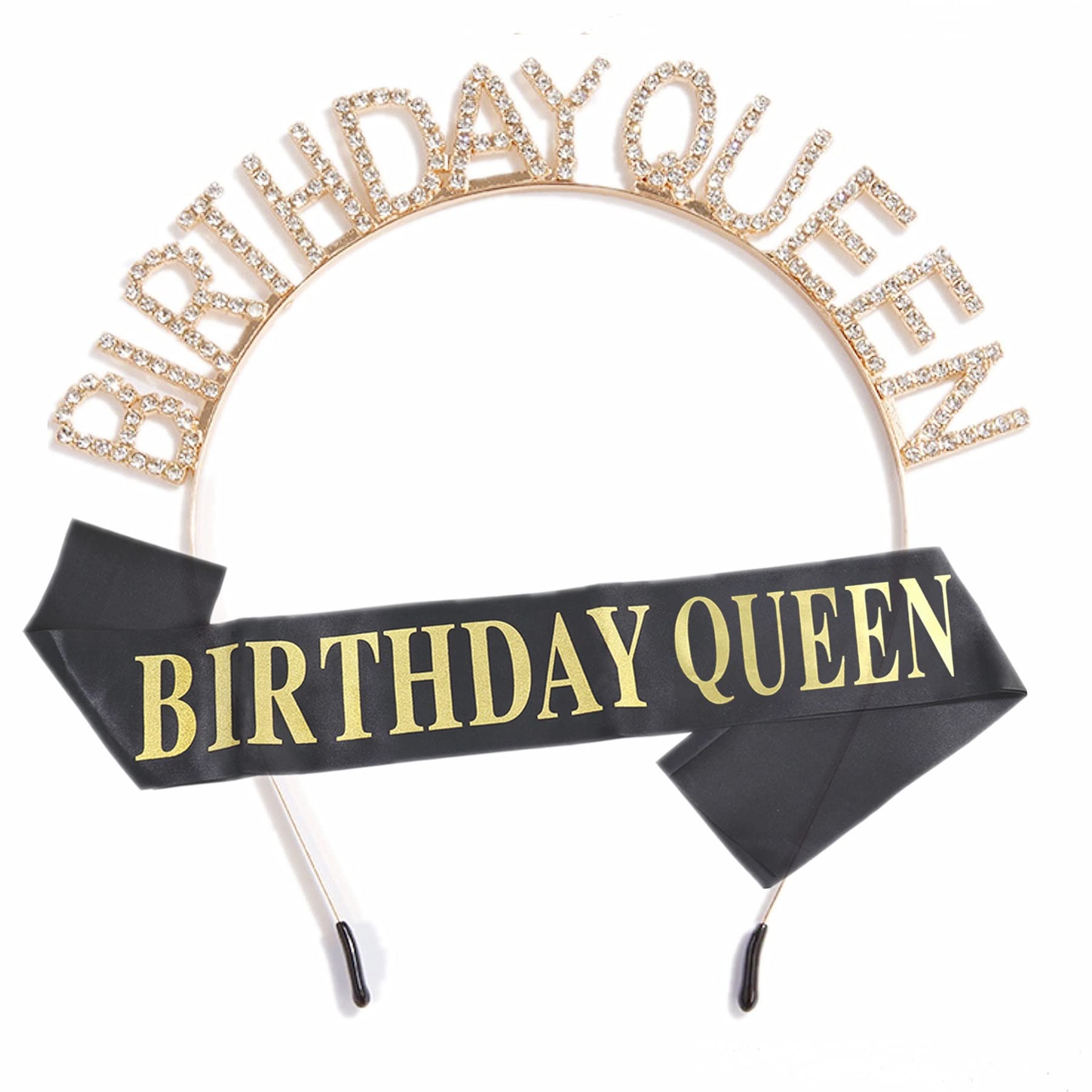 Sparkling Birthday Tiara & Sash Set for Girls & Women - Rhinestone Crown, Birthday Girl Accessories Kit - Perfect for Princess Parties, Birthday Celebrations & Special Occasions