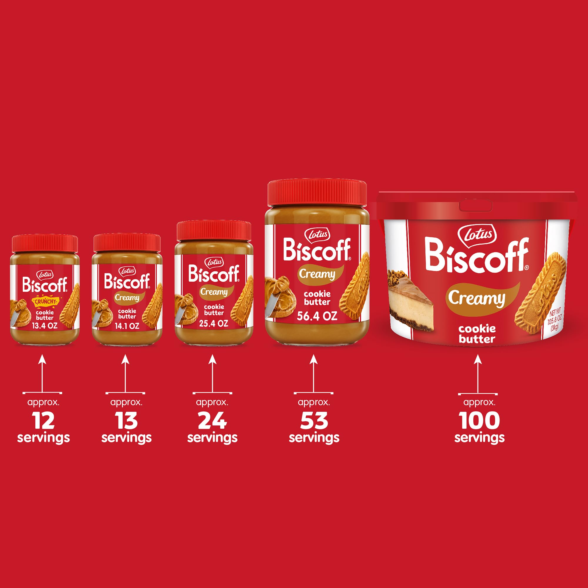 Crunchy Lotus Biscoff Cookie Butter Spread - Non-GMO, Vegan, Gluten-Free - 13.4 Oz Jar (Pack of 8) - Perfect for Toast, Pancakes, Desserts & Baking