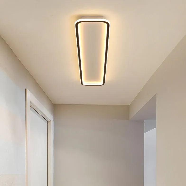 Modern Black Flush Mount Ceiling Light with Rounded Corners - Perfect for Bedroom, Living Room, and Hallway Lighting