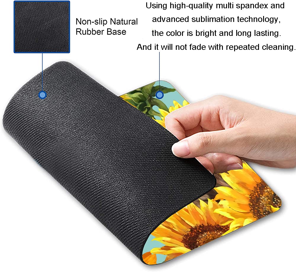Custom Highland Cow with Sunflowers Mouse Pad - Non-Slip Rubber Base, Waterproof Square Mousepad for Office & Laptop (9.5