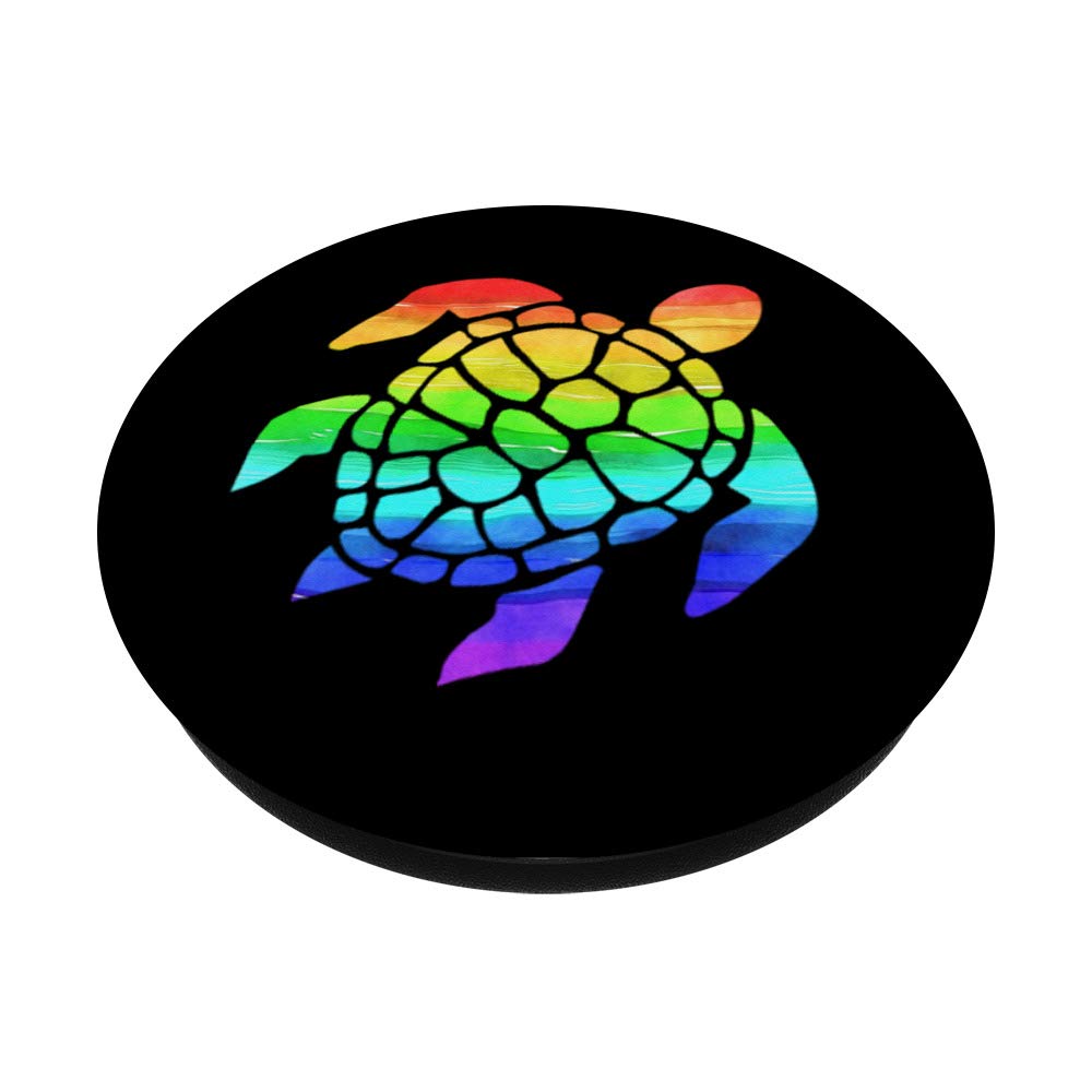 Rainbow Sea Turtle PopGrip: Swappable Phone & Tablet Grip with Colorful Design for Stylish Protection, Perfect for Daily Use, Travel, and Outdoor Adventures