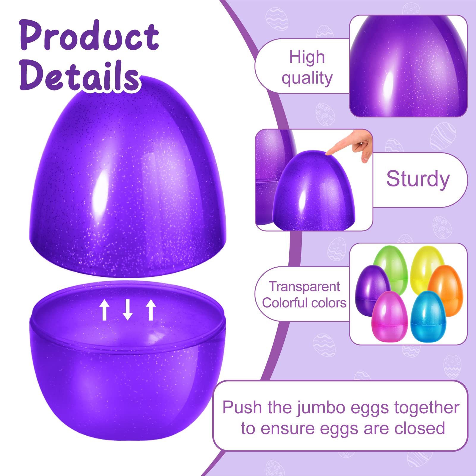 SpringFlower 12-Piece Jumbo Easter Eggs Set - 10 Inch Large Plastic Easter Eggs for Easter Egg Hunt, Empty Fillable Eggs for Candy & Treats, Easter Basket Stuffers & Party Favors - Perfect for Easter Celebrations, Kids' Parties & Spring Festivities