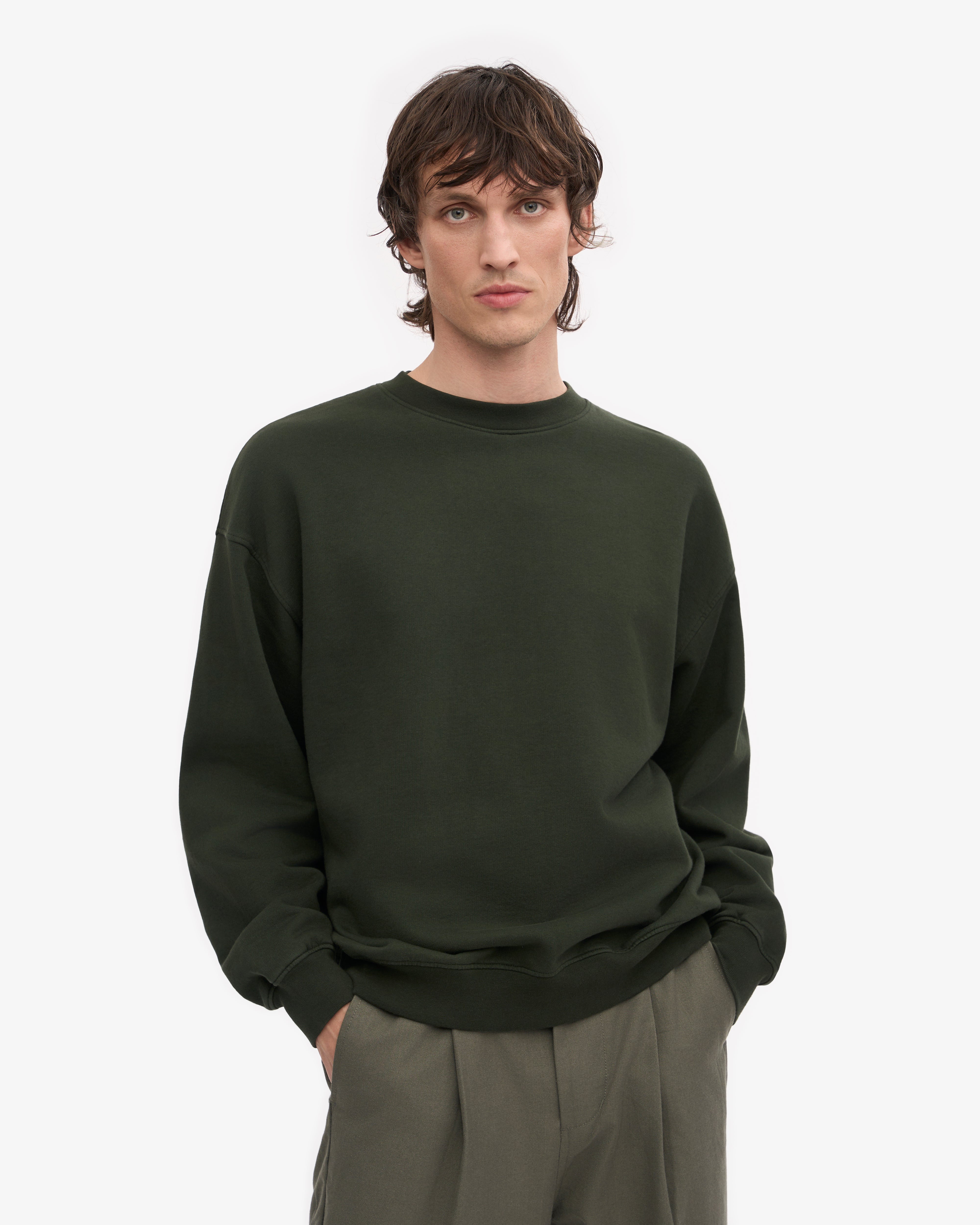 Organic Oversized Crewneck Sweatshirt for Women - Soft & Comfortable Hunter Green Pullover - Perfect for Casual Wear, Loungewear & Cozy Outfits