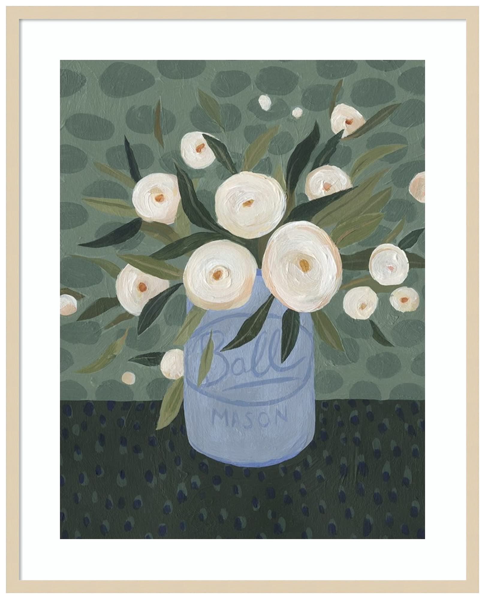 Amanti Art Mason Jar Bouquet III Floral Wall Art Print - Wood Framed Home Decor (33x41 Inches, Svelte Natural Frame) - Perfect for Living Room, Bedroom or Farmhouse Style Decor