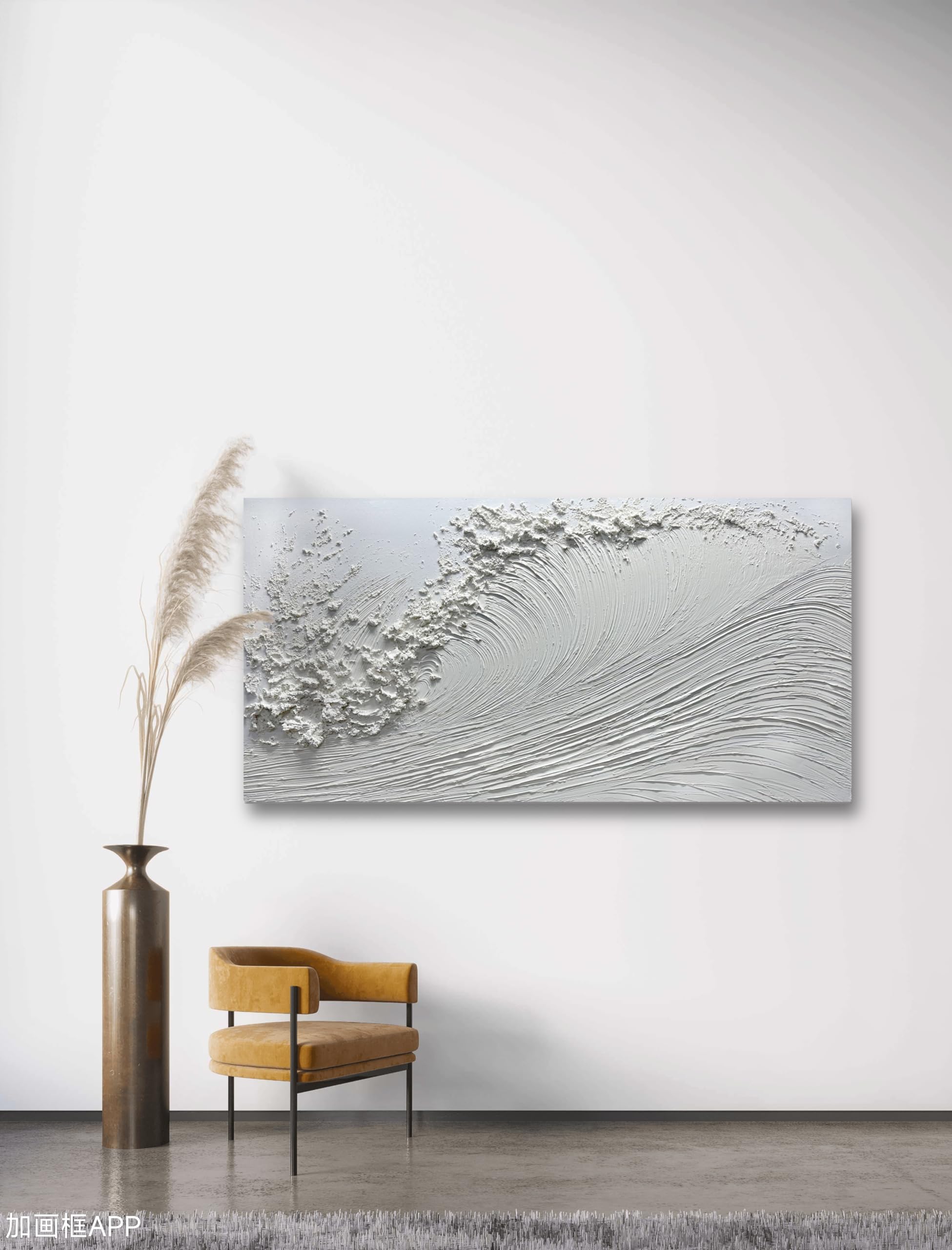 Yika Art Hand-Painted Abstract Ocean Wave Oil Painting on Canvas - Modern Thick Texture Wall Decor 24x48 inches - Perfect for Living Room, Bedroom & Office Decor