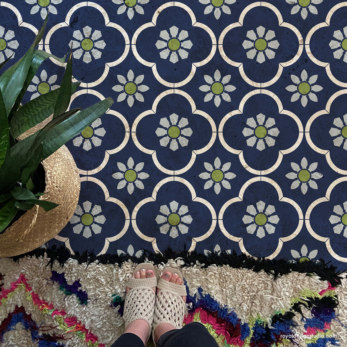 San Miguel Floral Tile - Handcrafted Mexican Ceramic Tiles for Kitchen Backsplash, Bathroom Wall Decor, and Outdoor Patio Design