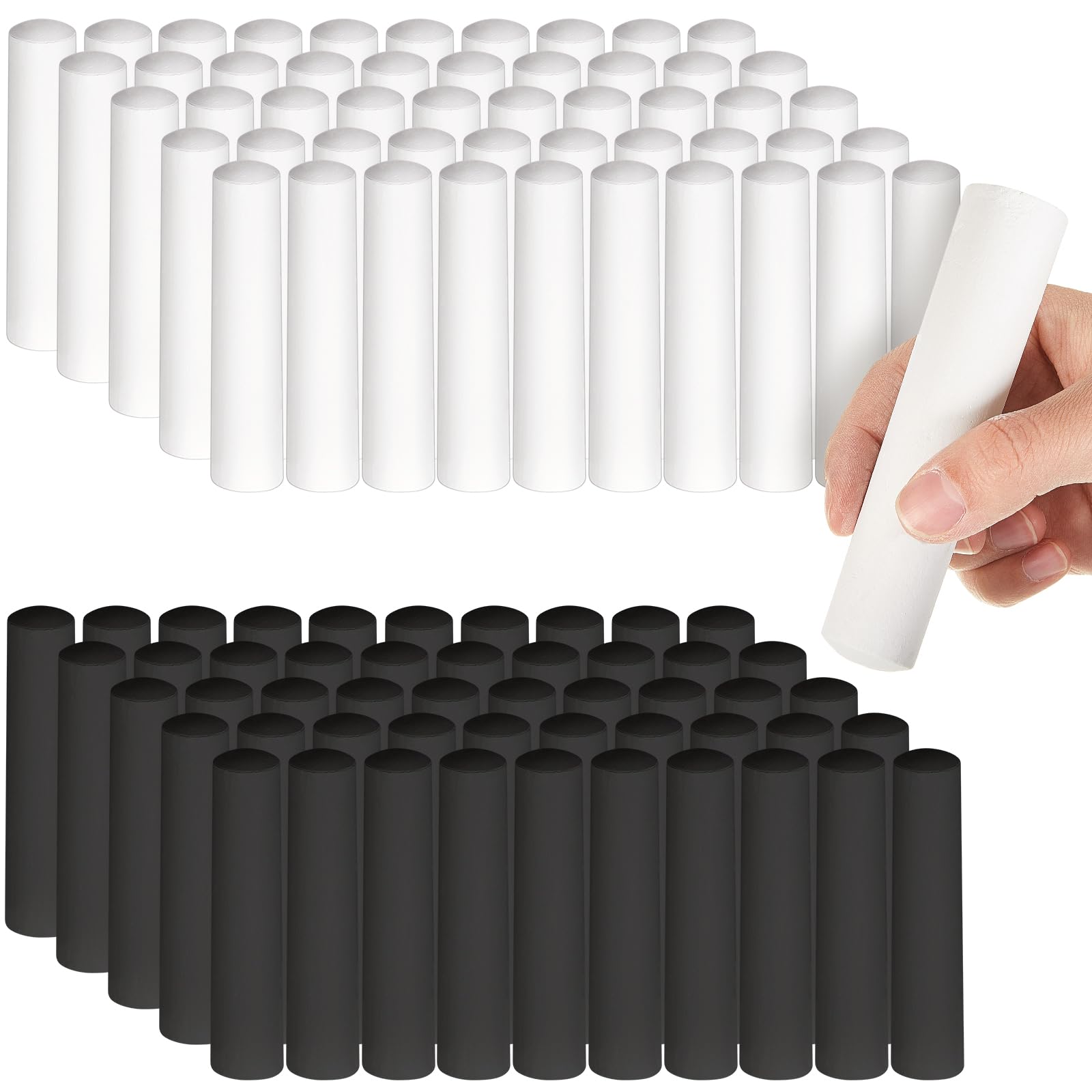 **100-Piece Jumbo Washable Sidewalk Chalk - Non-Toxic Black & White Chalk for Kids, Art, Playground & Classroom - Outdoor Fun, Chalkboard Drawing & Creative Play**    *(Perfect for Sidewalk Art, School Activities, Playground Fun & Creative Learning!)*
