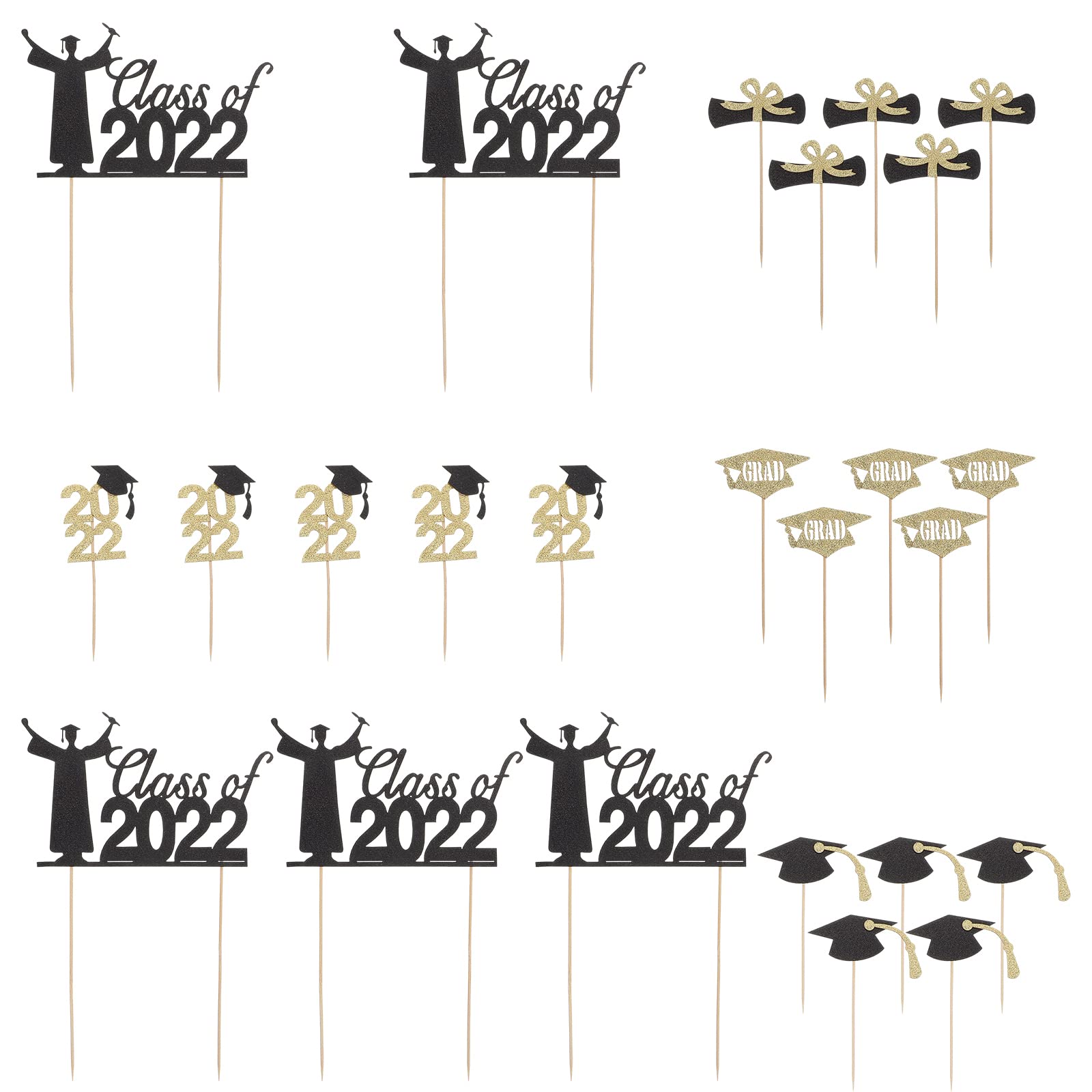25Pcs Graduation Cake Toppers - Senior Year Cake Decorations for Graduation Party, Cake Picks for Graduation Cake Decorating - Perfect for Graduation Party Decorations & Celebration Cakes