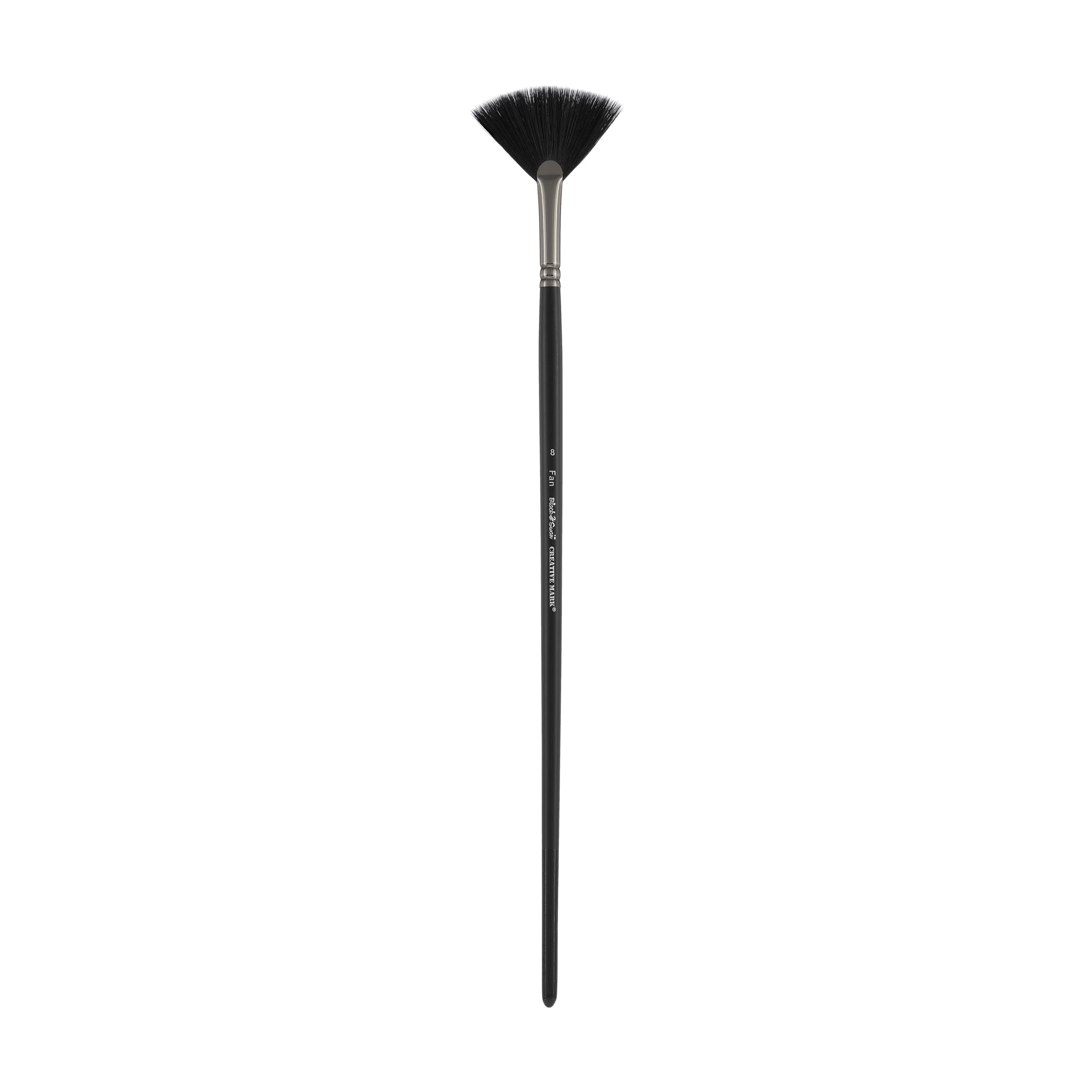 Black Swan Synthetic Red Sable Fan Paint Brush Size #8 - Professional Artist Brush for Oil, Acrylic & Heavy Body Media - Long Handle Comfort Grip - Perfect for Canvas Painting, Texture Blending & Detail Work