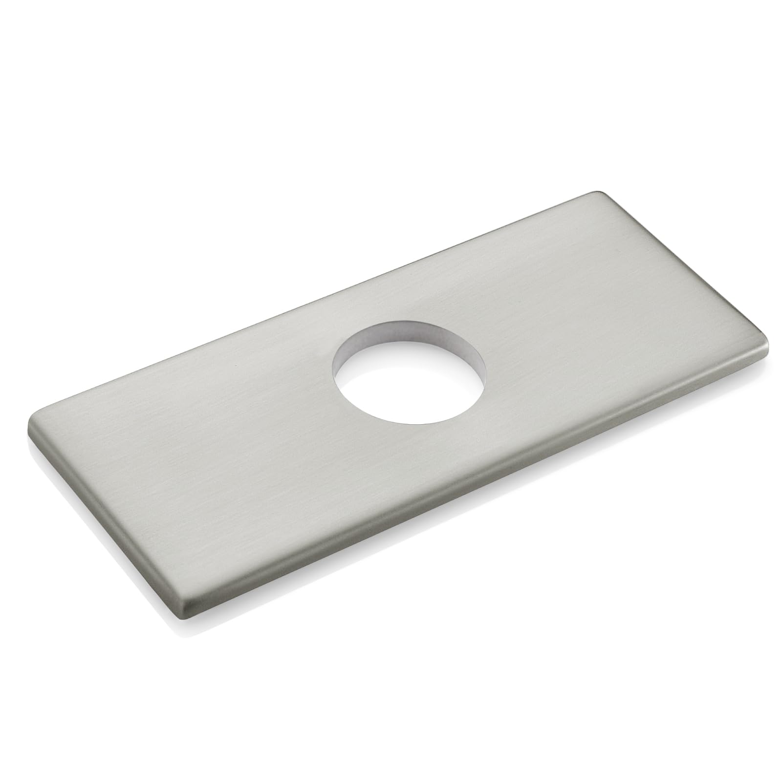 Gotonovo 6 Inch Rectangle Deck Mount Faucet Plate - Brushed Nickel Hole Cover for Kitchen & Bathroom Sink (Fits 1-Hole or 3-Hole 4-Inch Centerset) | Perfect for Upgrading Sink Aesthetics & Preventing Water Damage