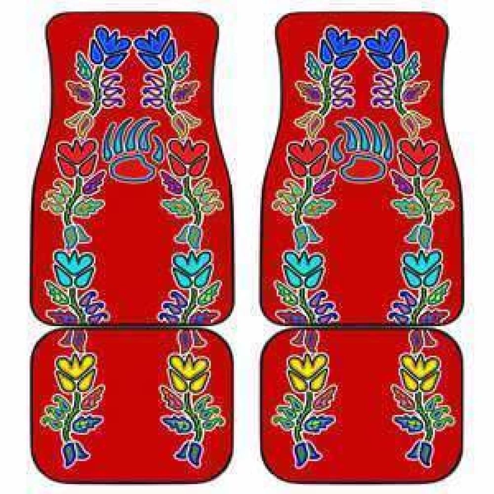 Premium 4-Piece Floral Bearpaw Red Car Floor Mats Set - All-Weather Protection for SUVs, Trucks & Sedans - Perfect for Road Trips, Daily Commutes & Family Travel