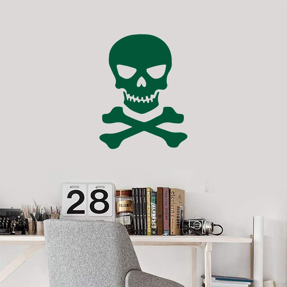 Premium Skull & Crossbones Vinyl Decal Stickers (Green, Set of 2) - Waterproof, Durable for Laptop, Phone, Helmet, Car, Mug & Home Decor - Perfect for Gothic Style, Biker Accessories & DIY Wall Art Projects
