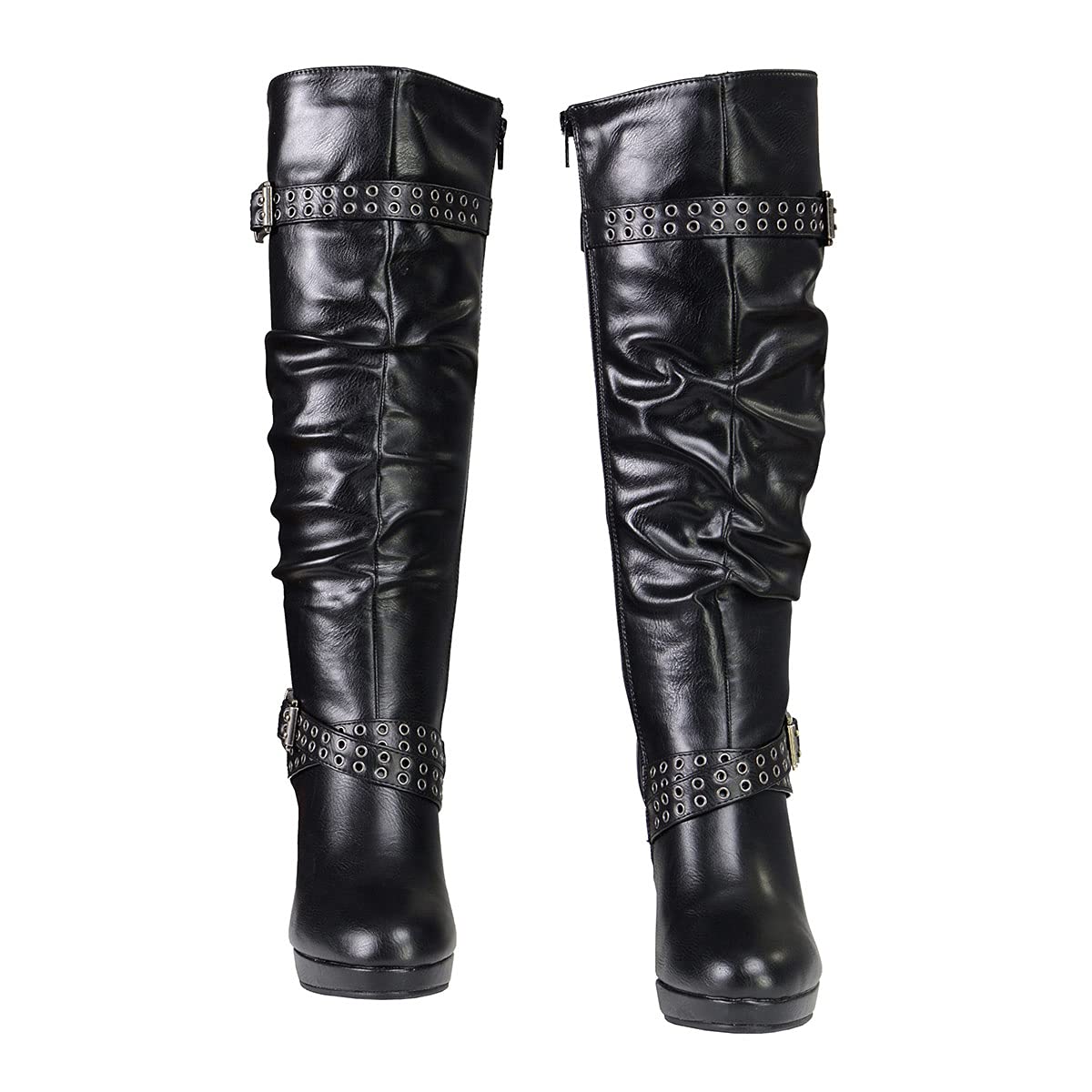 Premium Milwaukee Leather Women's Tall Black Fashion Biker Boots - Size 8 | Stylish Casual Riding & Everyday Wear for Motorcycle Enthusiasts