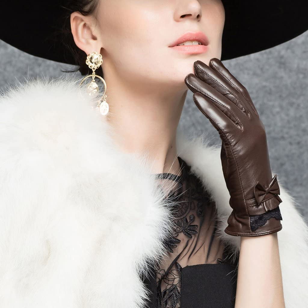 XOMO Women's Driving Gloves - Genuine Lambskin Leather Winter Gloves for Ladies - Warm, Soft & Stylish - Perfect for Cold Weather Commuting, Road Trips & Outdoor Activities