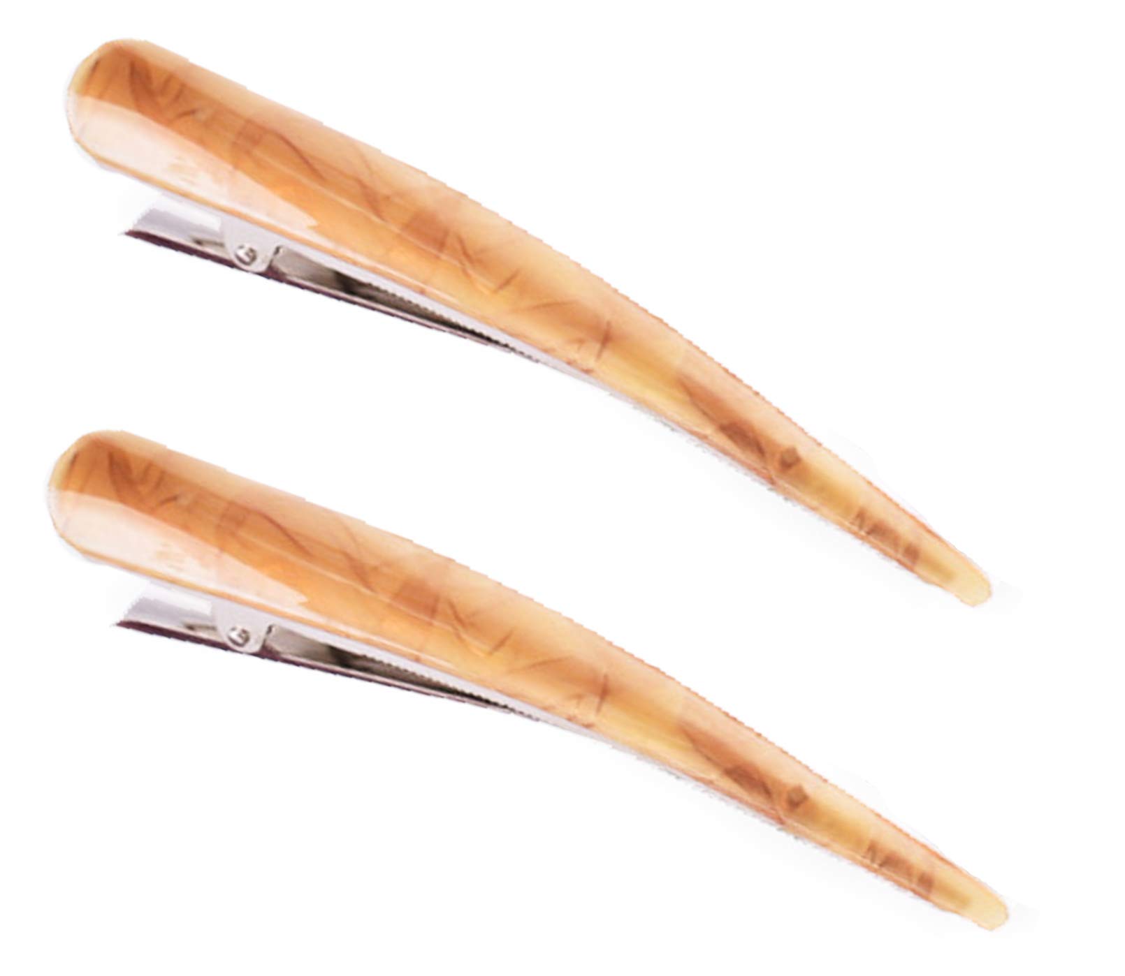 2 Pack Large Metal Beak Duckbill Alligator Hair Clips for Thick & Heavy Hair - No Slip Grip, High Light Transmission Acetate Barrettes - Perfect for Styling, Updos & Hair Accessories (Beige)