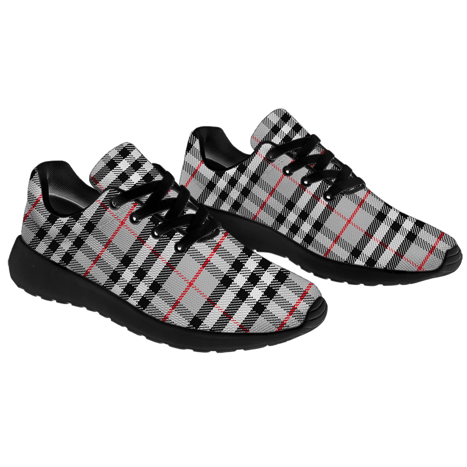 **Men's & Women's Buffalo Gray Plaid Running Shoes - Scottish Tartan Check Sneakers for Walking, Tennis & Casual Wear - Size 11 Men/13 Women Black - Perfect Gifts for Boys & Girls**    *(Ideal for jogging, gym workouts, outdoor walks, and stylish everyday outfits)*