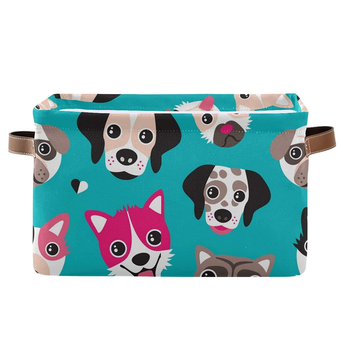 Pug Dog Storage Basket - Canvas Organizer for Home & Office Closet