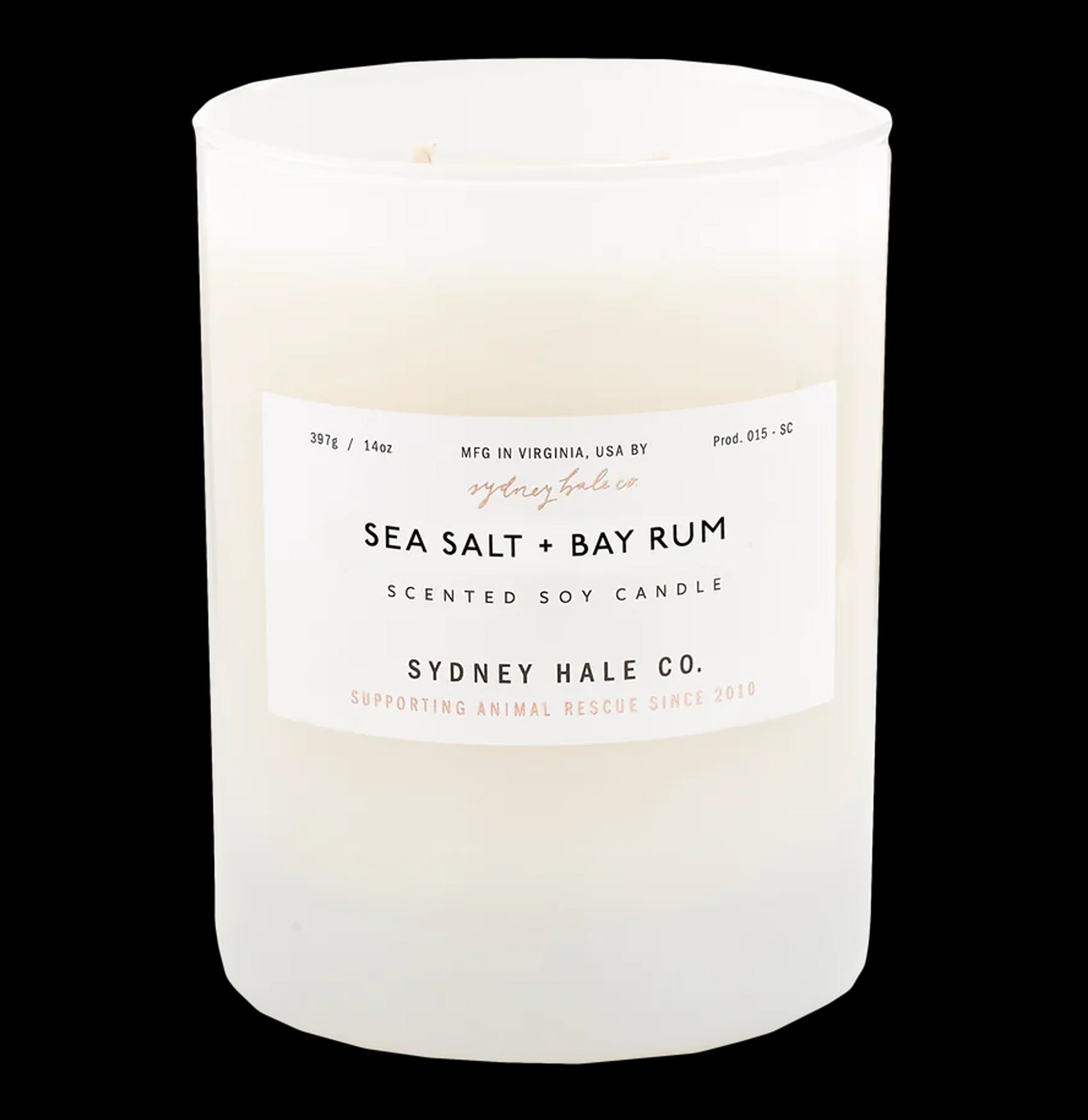 Sydney Hale Sea Salt & Bay Rum Scented Candle - 8oz Soy Wax Jar for Home, Spa & Relaxation - Aromatherapy Gift for Women & Men - Perfect for Bedroom, Bathroom & Living Room Decor