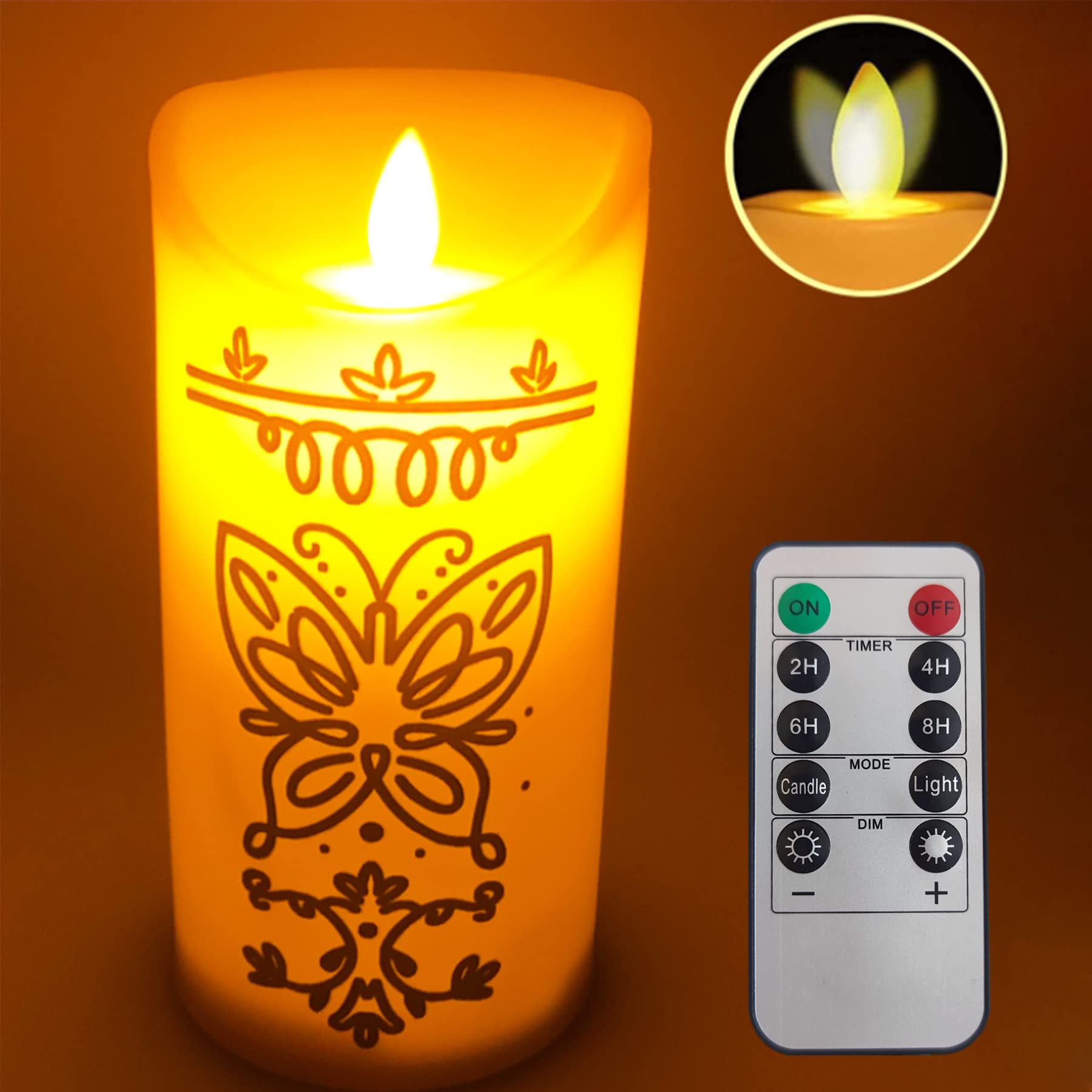 CVUWOXO Magic Miracle LED Flameless Candle - Realistic Moving Flame Wax Pillar with Remote Control for Home Decor, Wedding, Party & Holiday Decoration