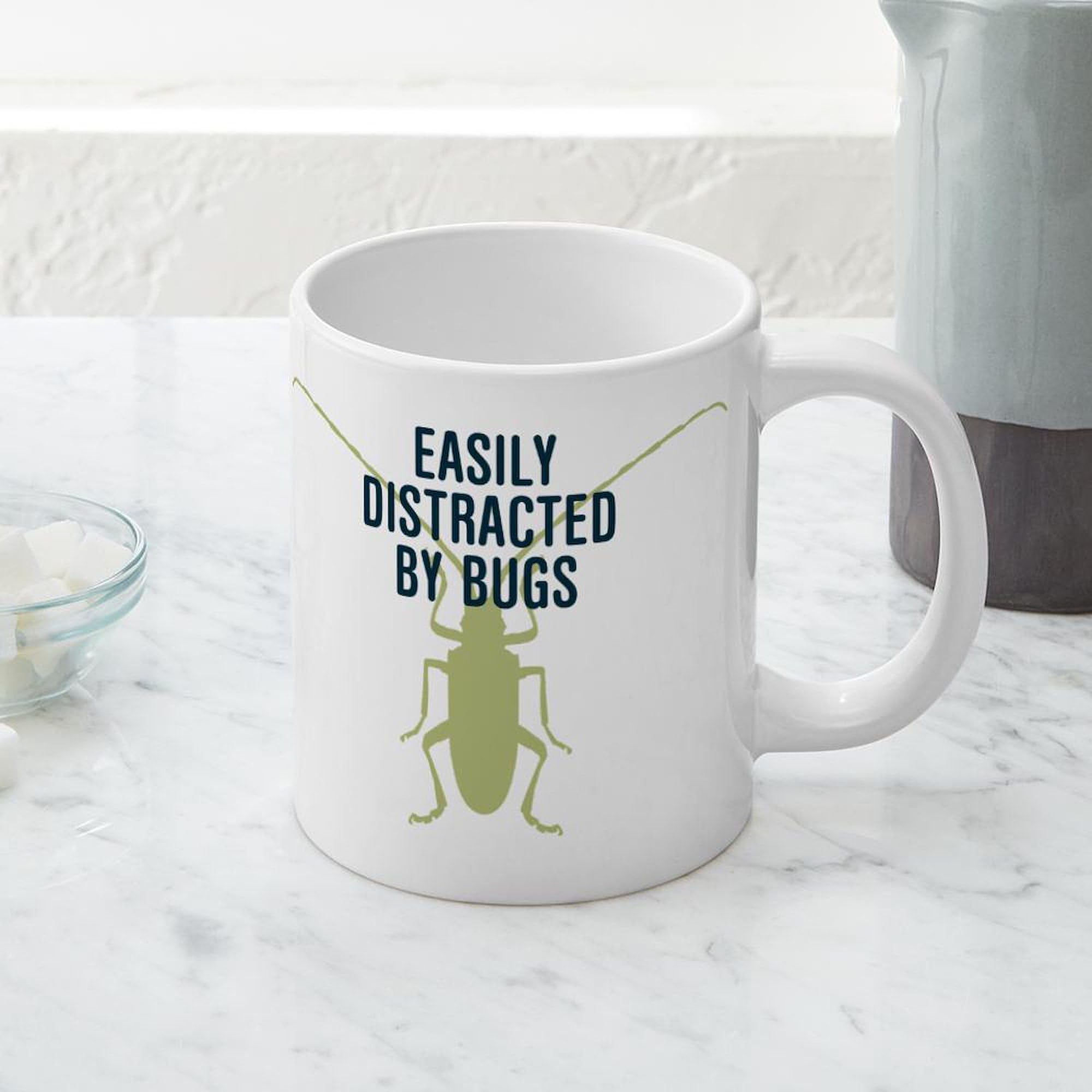 Distracted By Bugs 20 oz Ceramic Coffee Mega Mug - Large Funny Novelty Coffee Cup for Home, Office & Gifts - Perfect for Tea, Hot Chocolate & Morning Brews