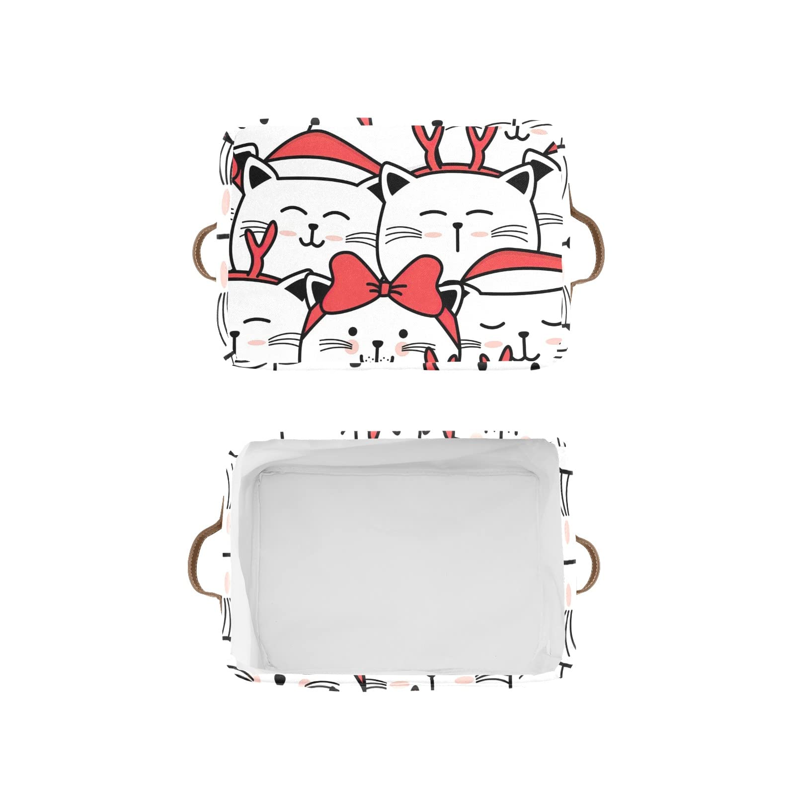 Deven Cat Christmas Personalized Large Storage Baskets with Handles - 4 Pack Organizing Bins for Toys, Bathroom, Nursery & Home Decor - Perfect for Holiday Gifts & Closet Organization
