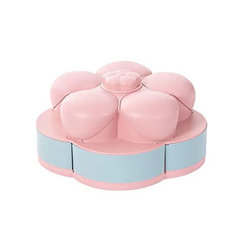 Rotating Double-Layer Fruit Bowl - Petal-Shaped Snack Organizer for Candy, Nuts & Dried Fruits | Removable Plastic Tray for Kitchen, Party & Wedding Decor | Space-Saving Food Storage Solution