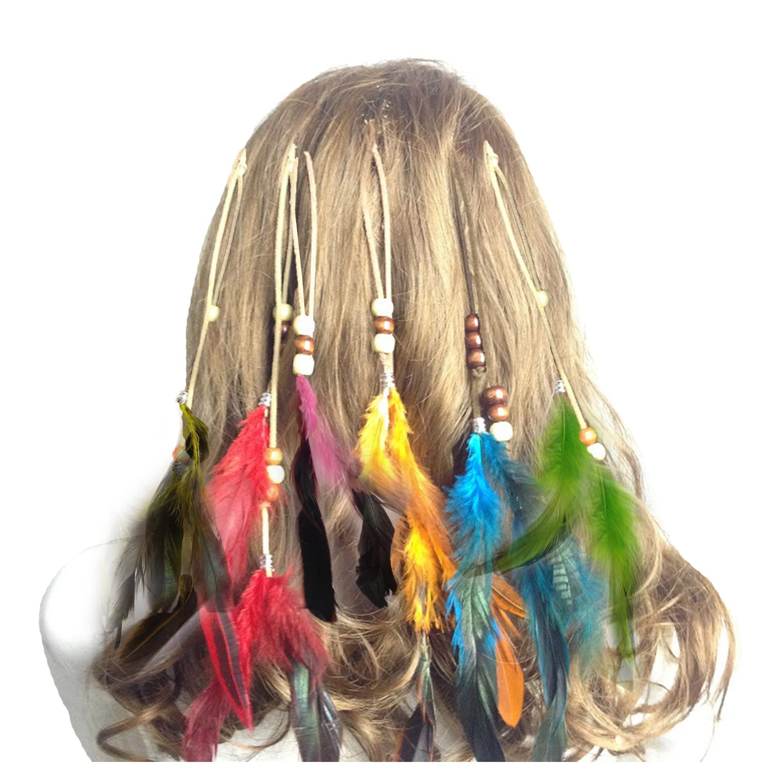 6 Pcs Feather Hair Clips for Women - Boho Indian Hippie Headpiece with Tassels, Hairpins & Barrettes for Cosplay, Birthday Party & Festival Accessories | Perfect for Weddings, Music Festivals & Bohemian Styling